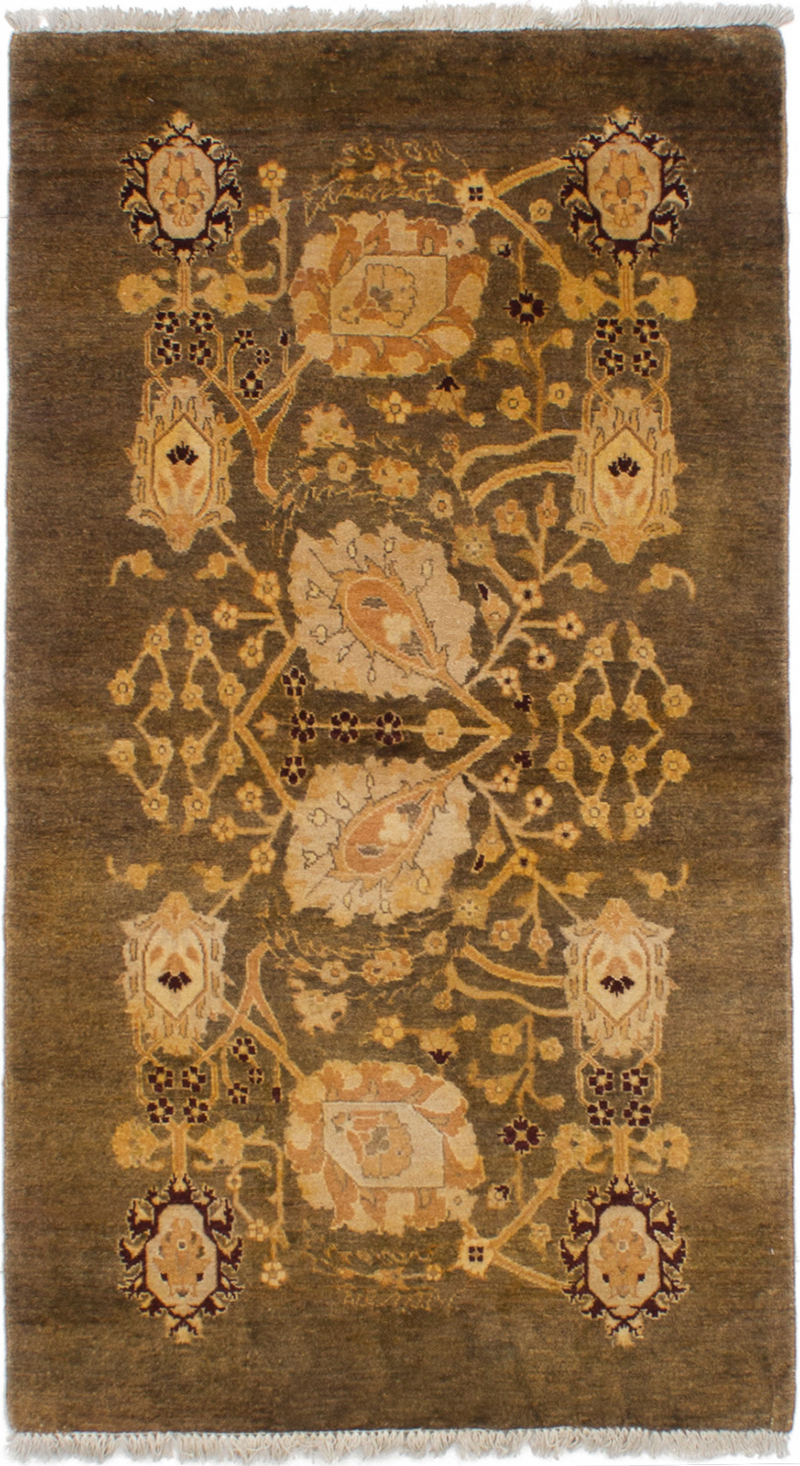 Hand-knotted Peshawar Finest Brown Wool Rug 3'0" x 5'4" Size: 3'0" x 5'4"  