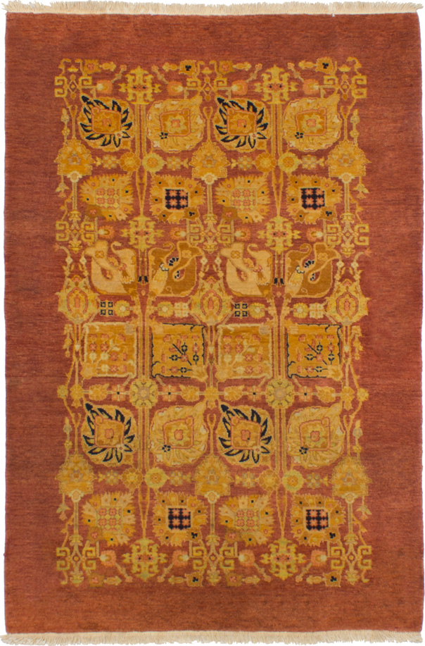 Hand-knotted Peshawar Finest Dark Copper Wool Rug 4'0" x 6'0" Size: 4'0" x 6'0"  