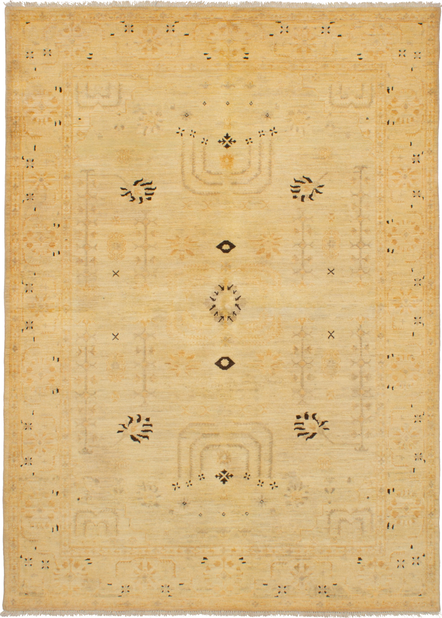 Hand-knotted Chobi Finest Cream Wool Rug 6'1" x 8'5" Size: 6'1" x 8'5"  