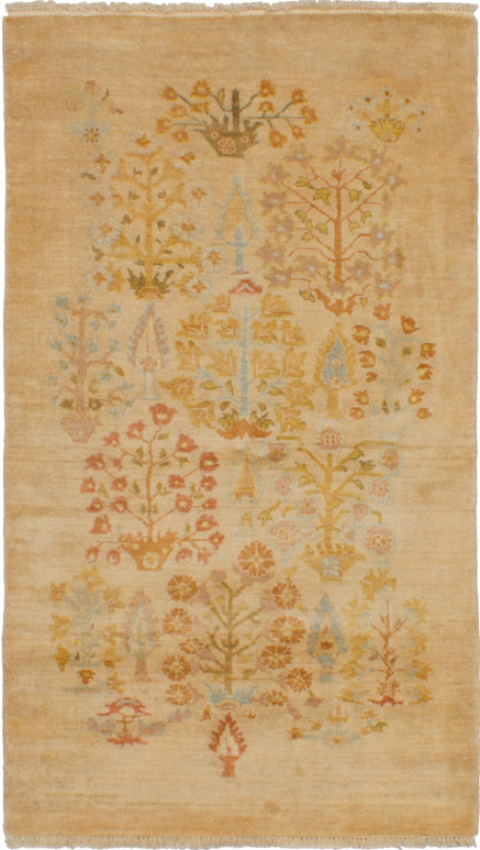 Hand-knotted Peshawar Finest Cream Wool Rug 2'10" x 5'1" Size: 2'10" x 5'1"  