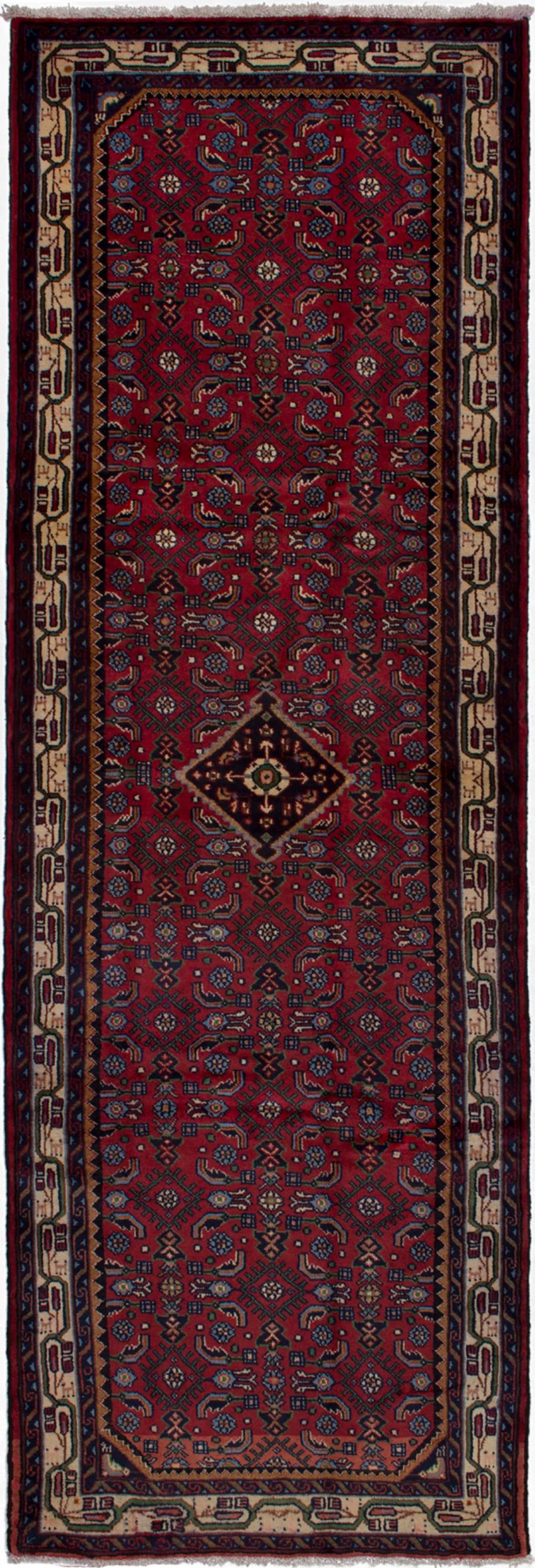 Hand-knotted Hosseinabad Red Wool Rug 3'1" x 9'8" Size: 3'1" x 9'8"  