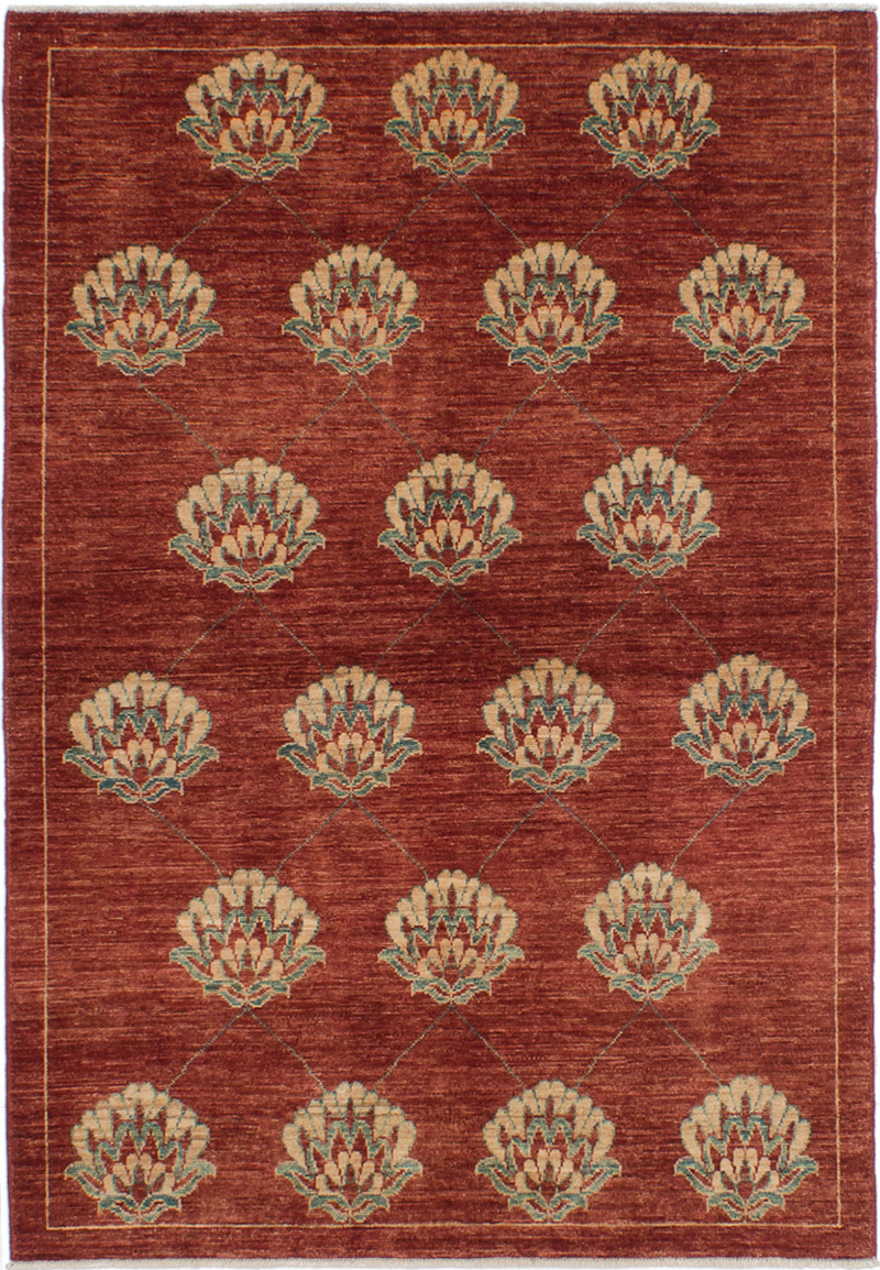 Hand-knotted Chobi Finest Dark Red Wool Rug 4'2" x 5'11" Size: 4'2" x 5'11"  