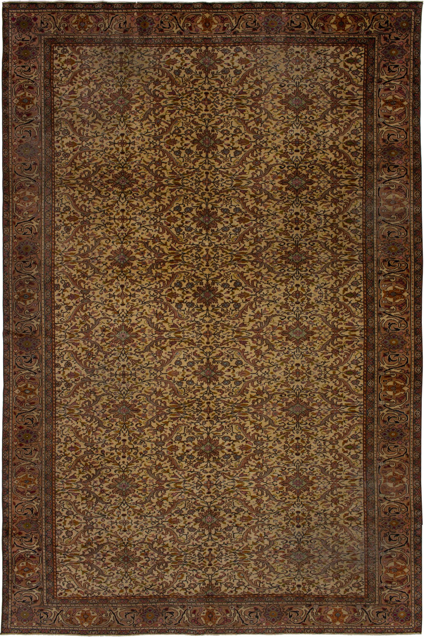 Hand-knotted Keisari Vintage Cream Wool Rug 7'6" x 11'3"  Size: 7'6" x 11'3"  