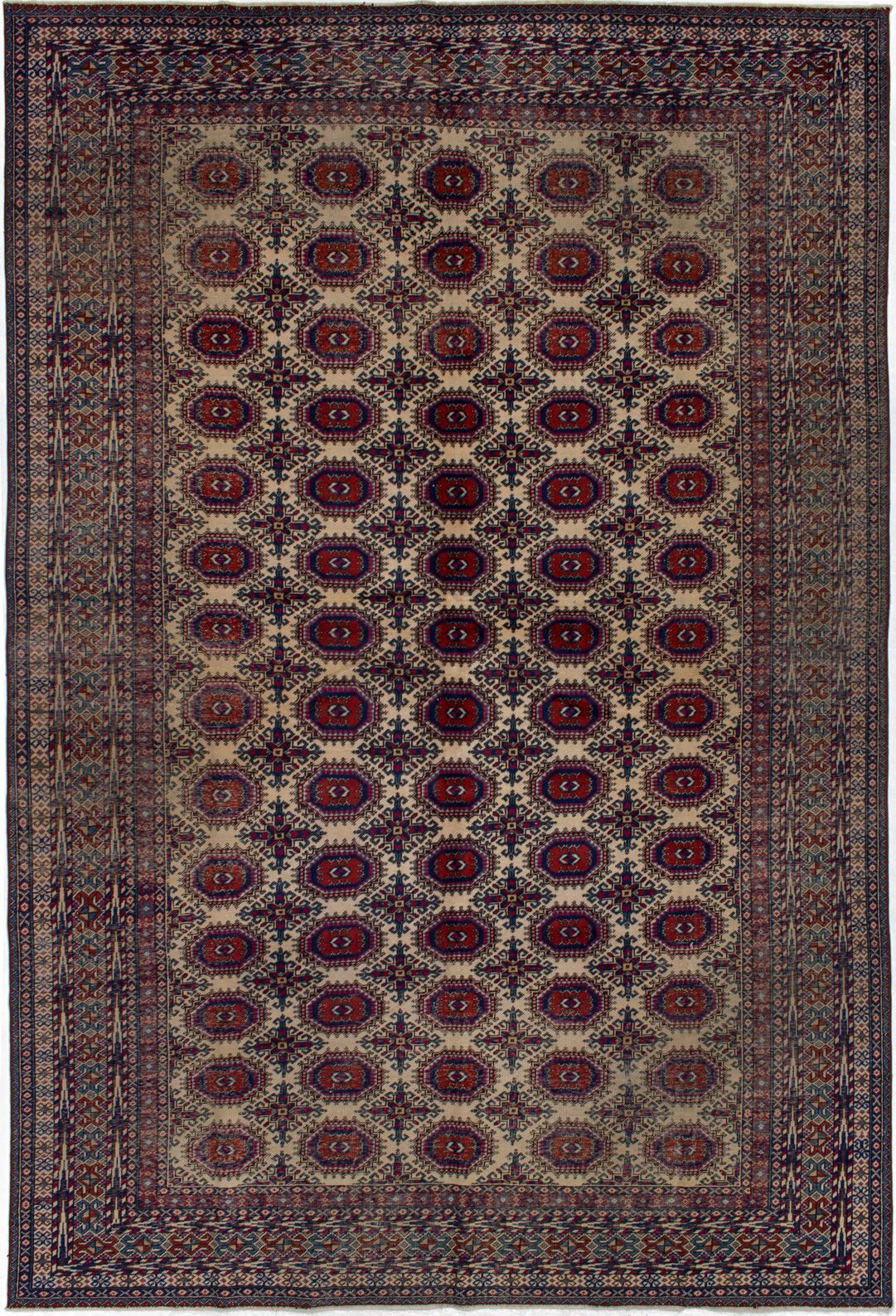 Hand-knotted Keisari Vintage Cream, Red Wool Rug 6'5" x 9'7" Size: 6'5" x 9'7"  