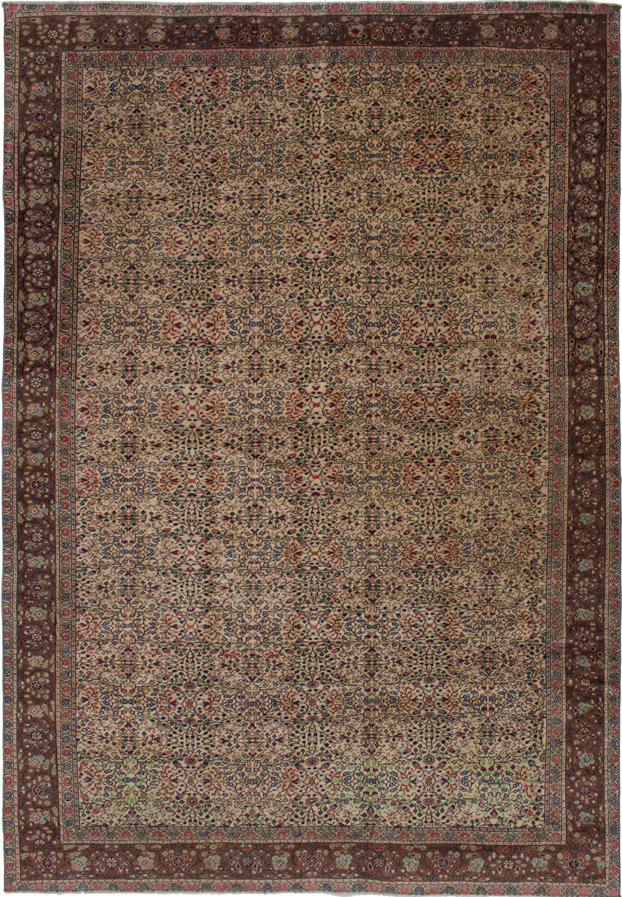 Hand-knotted Keisari Vintage Cream Wool Rug 6'5" x 9'3" Size: 6'5" x 9'3"  