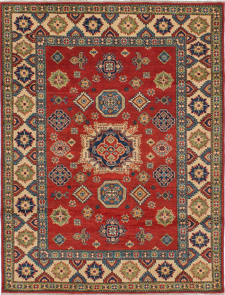 Hand-knotted Finest Gazni Red Wool Rug 5'1" x 6'9"  Size: 5'1" x 6'9"  