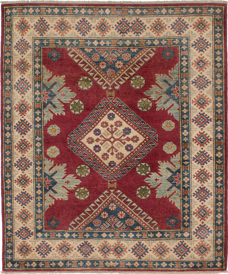 Hand-knotted Finest Gazni Red Wool Rug 5'3" x 6'2" Size: 5'3" x 6'2"  