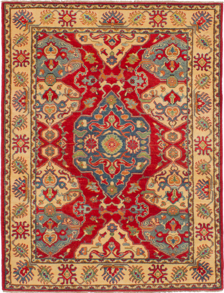 Hand-knotted Finest Gazni Red Wool Rug 5'2" x 6'8"  Size: 5'2" x 6'8"  