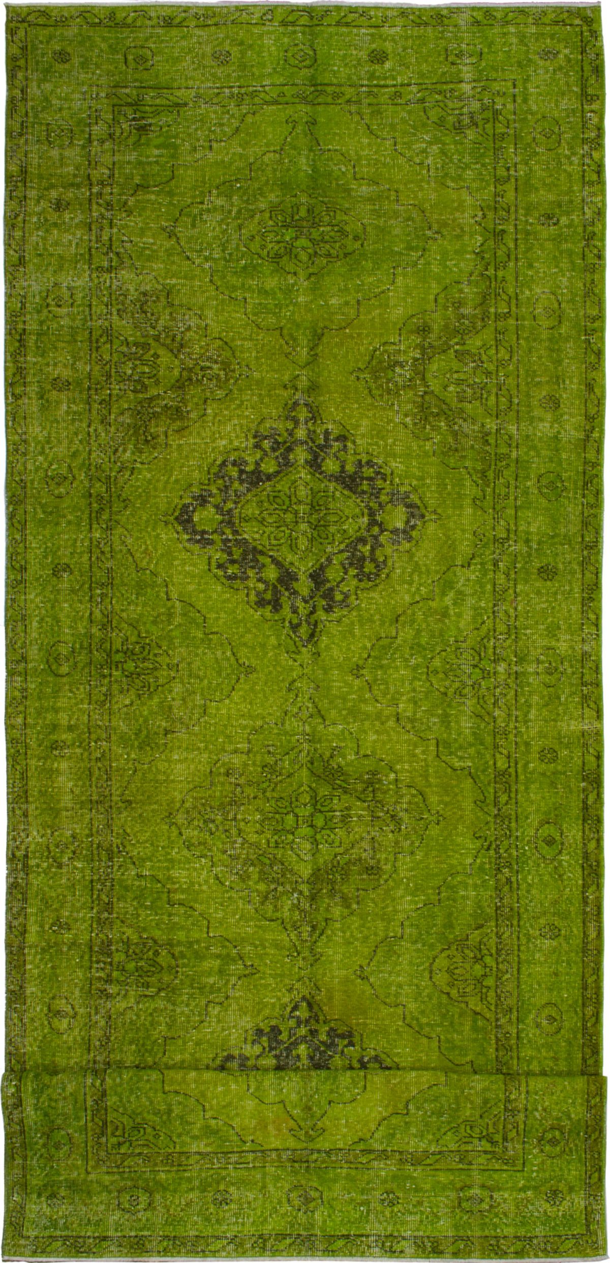 Hand-knotted Color Transition Olive Green Wool Rug 4'8" x 13'1" Size: 4'8" x 13'1"  