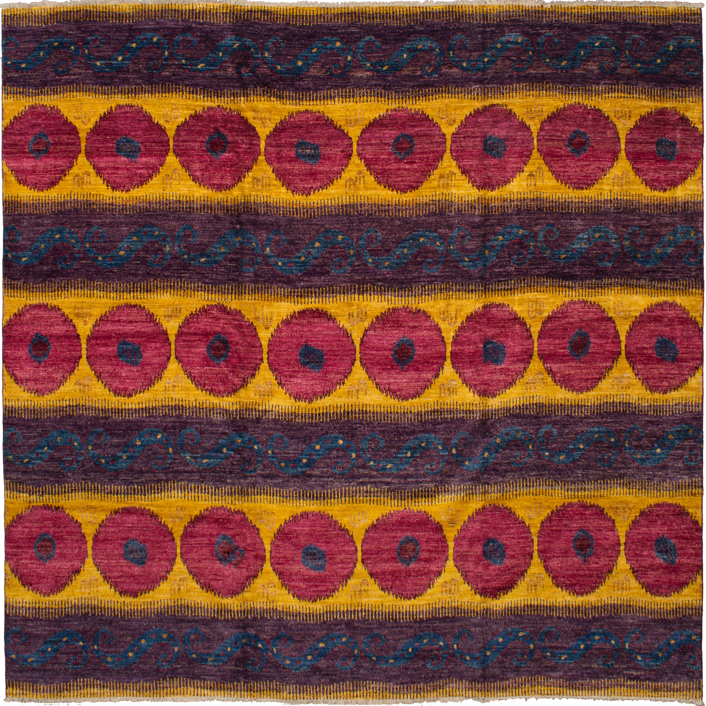 Hand-knotted Shalimar Red, Yellow Wool Rug 11'9" x 11'11" Size: 11'9" x 11'11"  