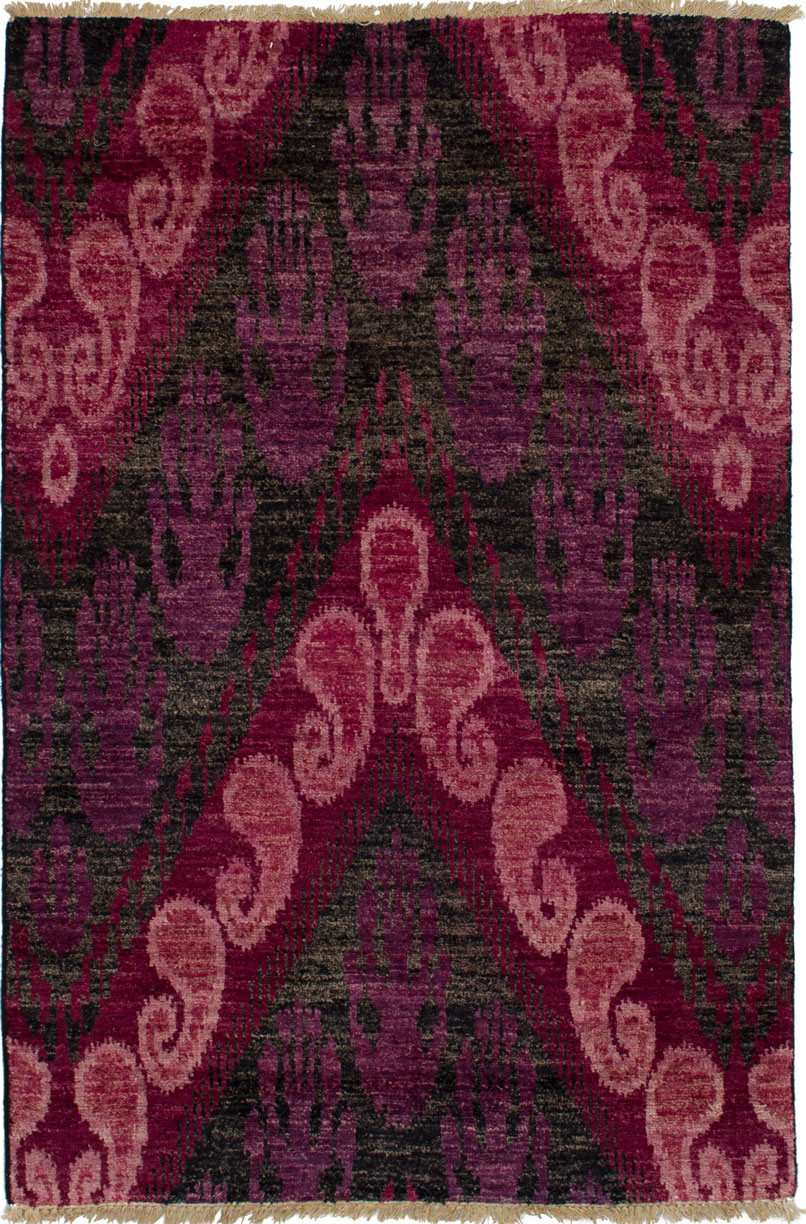Hand-knotted Shalimar Black, Red Wool Rug 4'1" x 6'1" Size: 4'1" x 6'1"  