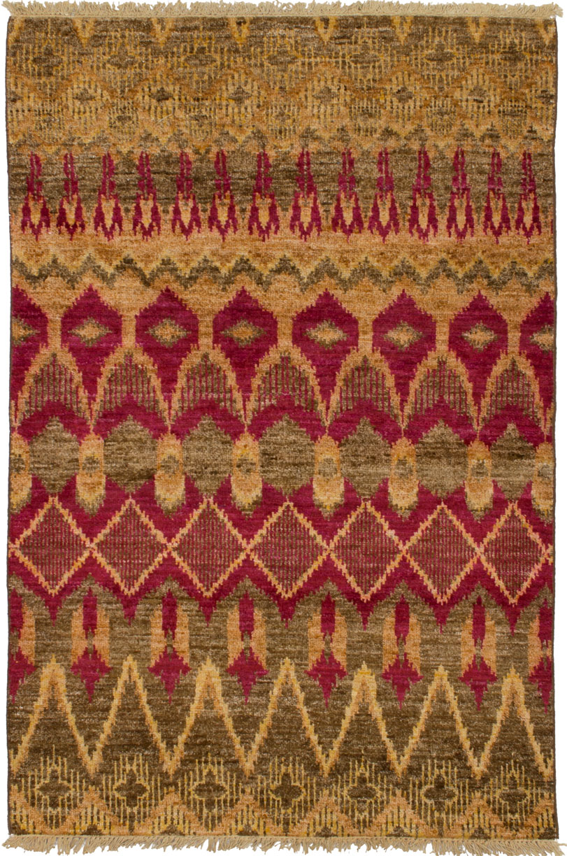 Hand-knotted Shalimar Brown, Red Wool Rug 4'1" x 6'1" Size: 4'1" x 6'1"  