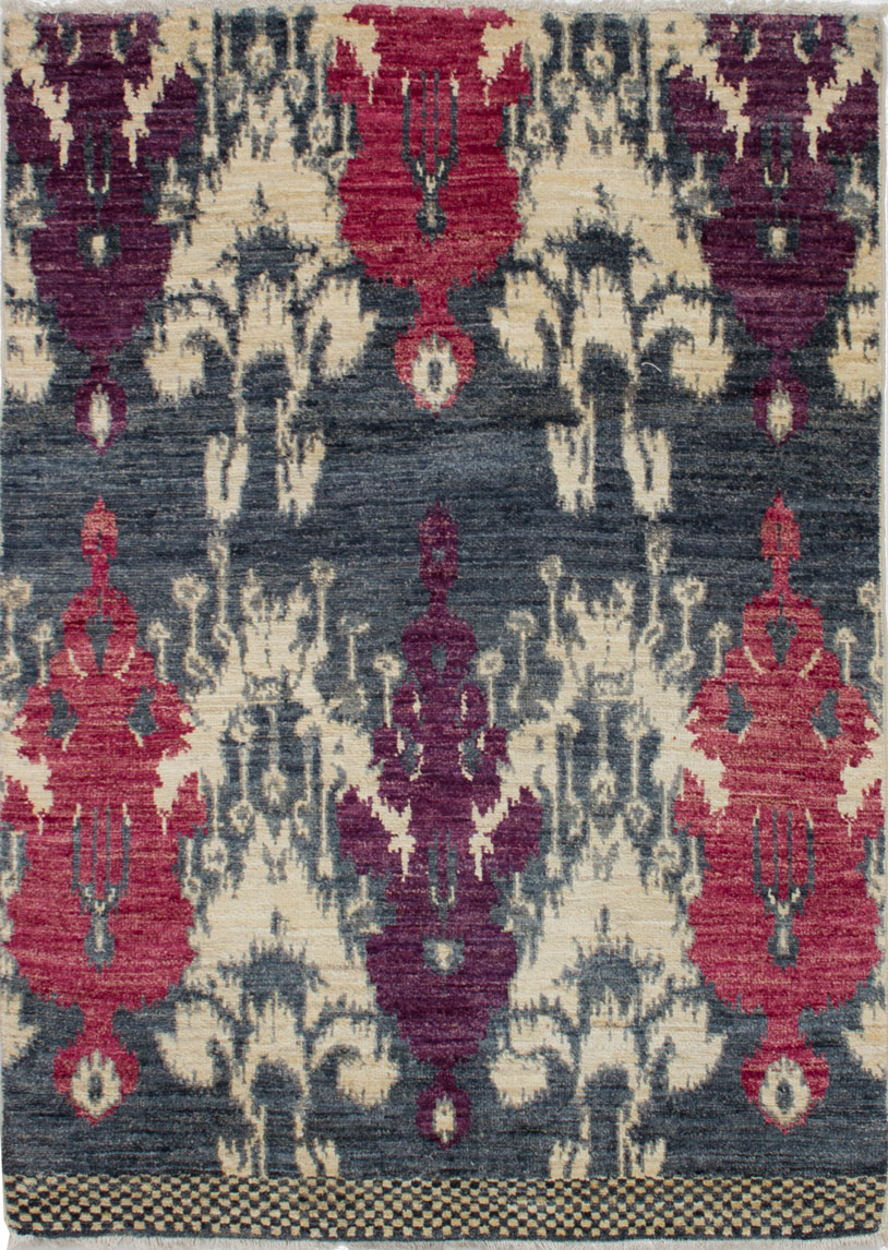 Hand-knotted Shalimar Dark Navy, Red Wool Rug 4'1" x 5'9" Size: 4'1" x 5'9"  