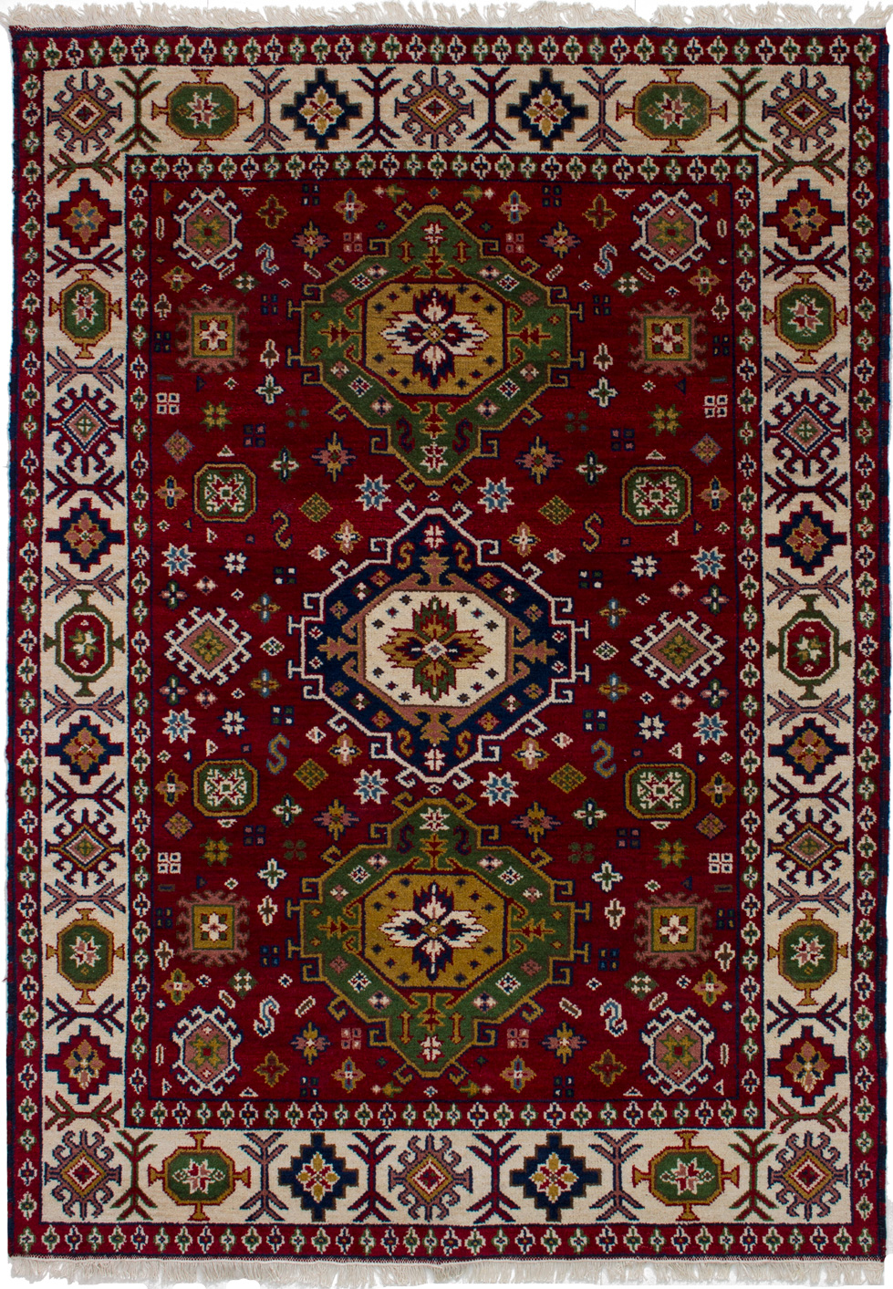 Hand-knotted Royal Kazak Red Wool Rug 5'3" x 7'5"  Size: 5'3" x 7'5"  