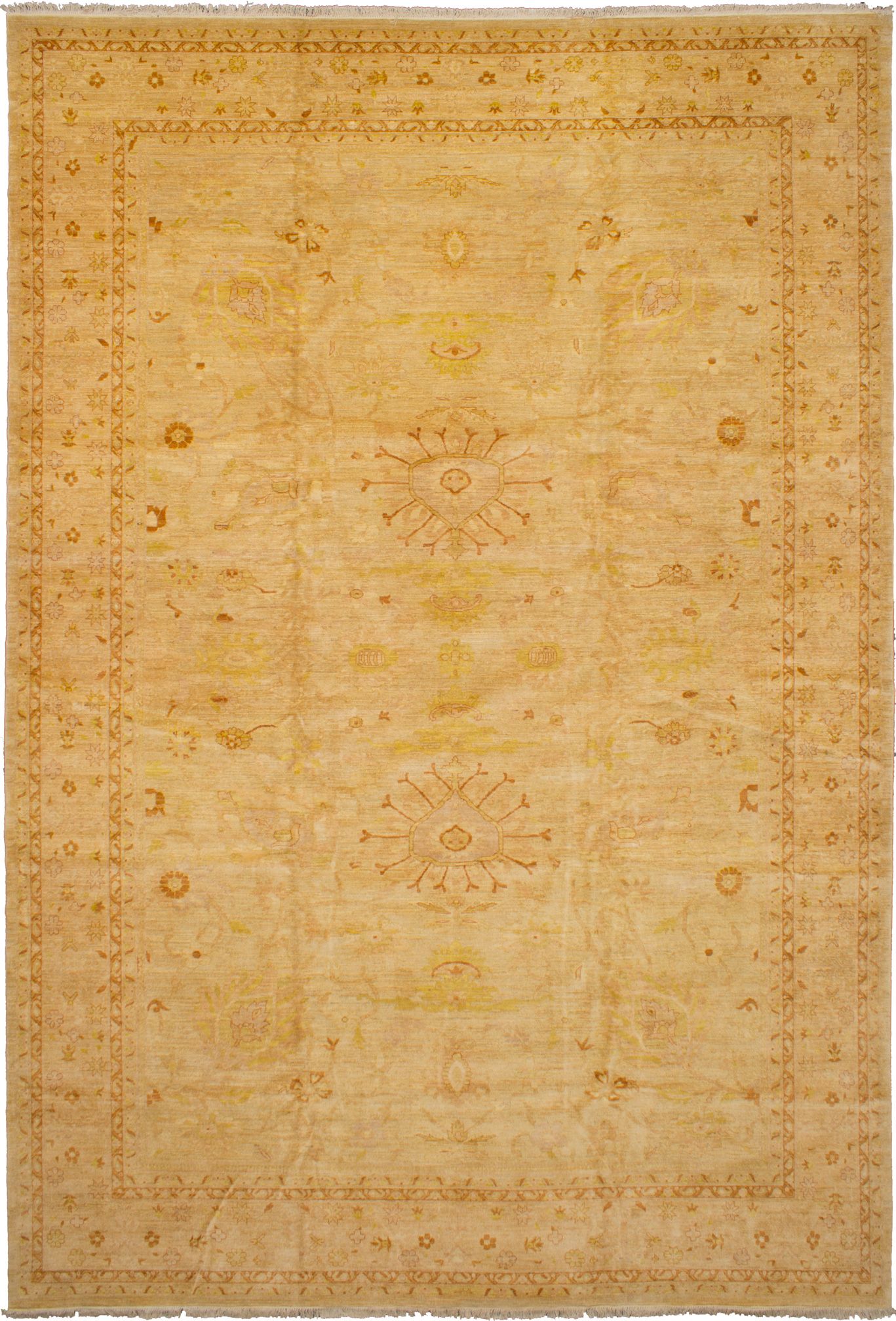 Hand-knotted Chobi Twisted Light Gold Wool Rug 11'11" x 17'7" Size: 11'11" x 17'7"  