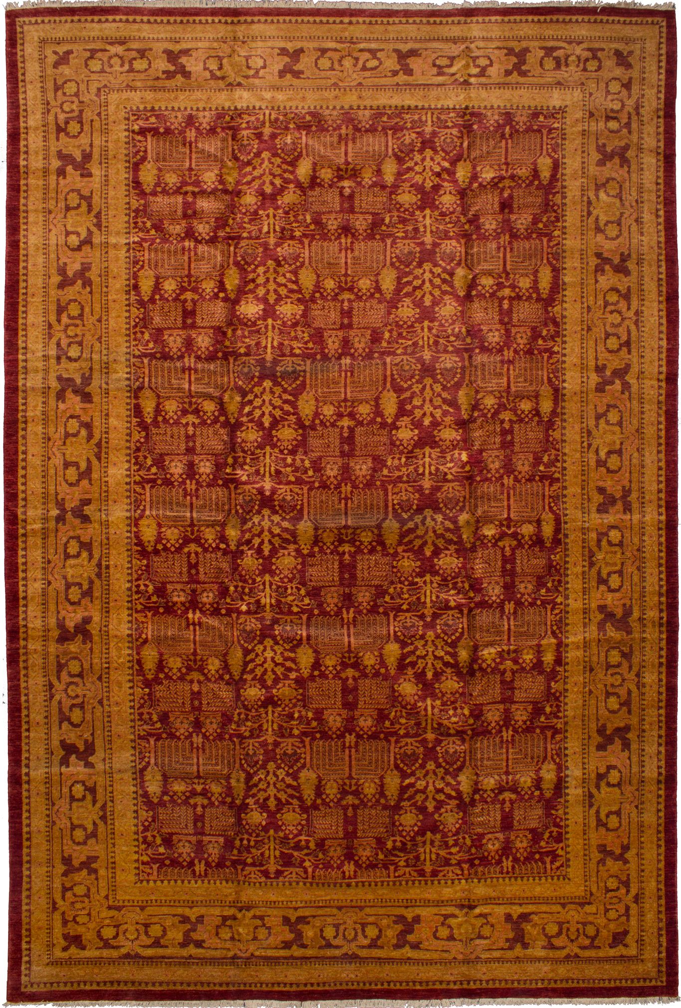Hand-knotted Chobi Finest Dark Red Wool Rug 12'0" x 17'9" Size: 12'0" x 17'9"  