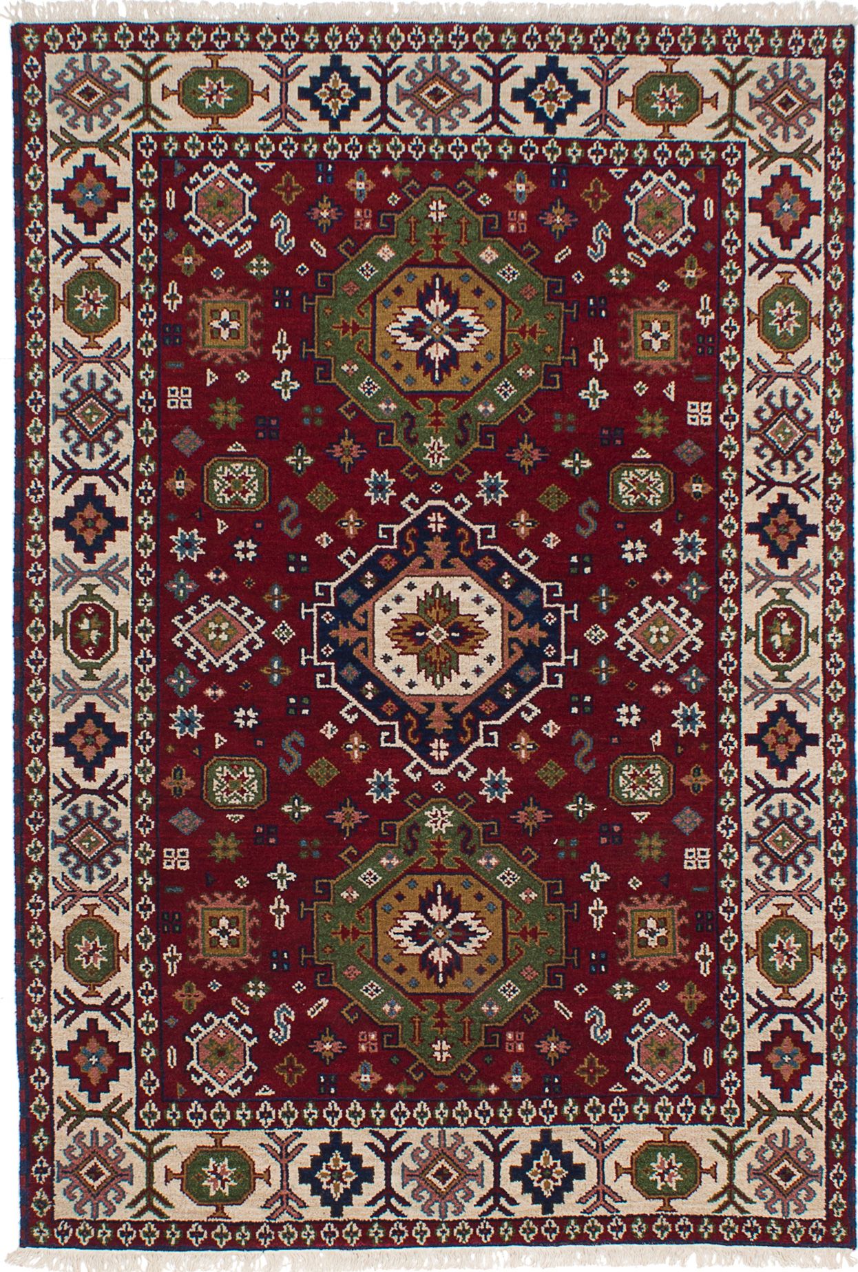 Hand-knotted Royal Kazak Dark Red Wool Rug 5'3" x 7'8" Size: 5'3" x 7'8"  