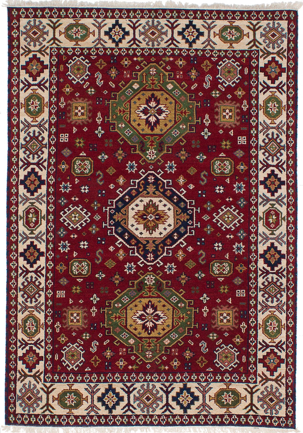 Hand-knotted Finest Kazak Red Wool Rug 5'4" x 7'8" Size: 5'4" x 7'8"  