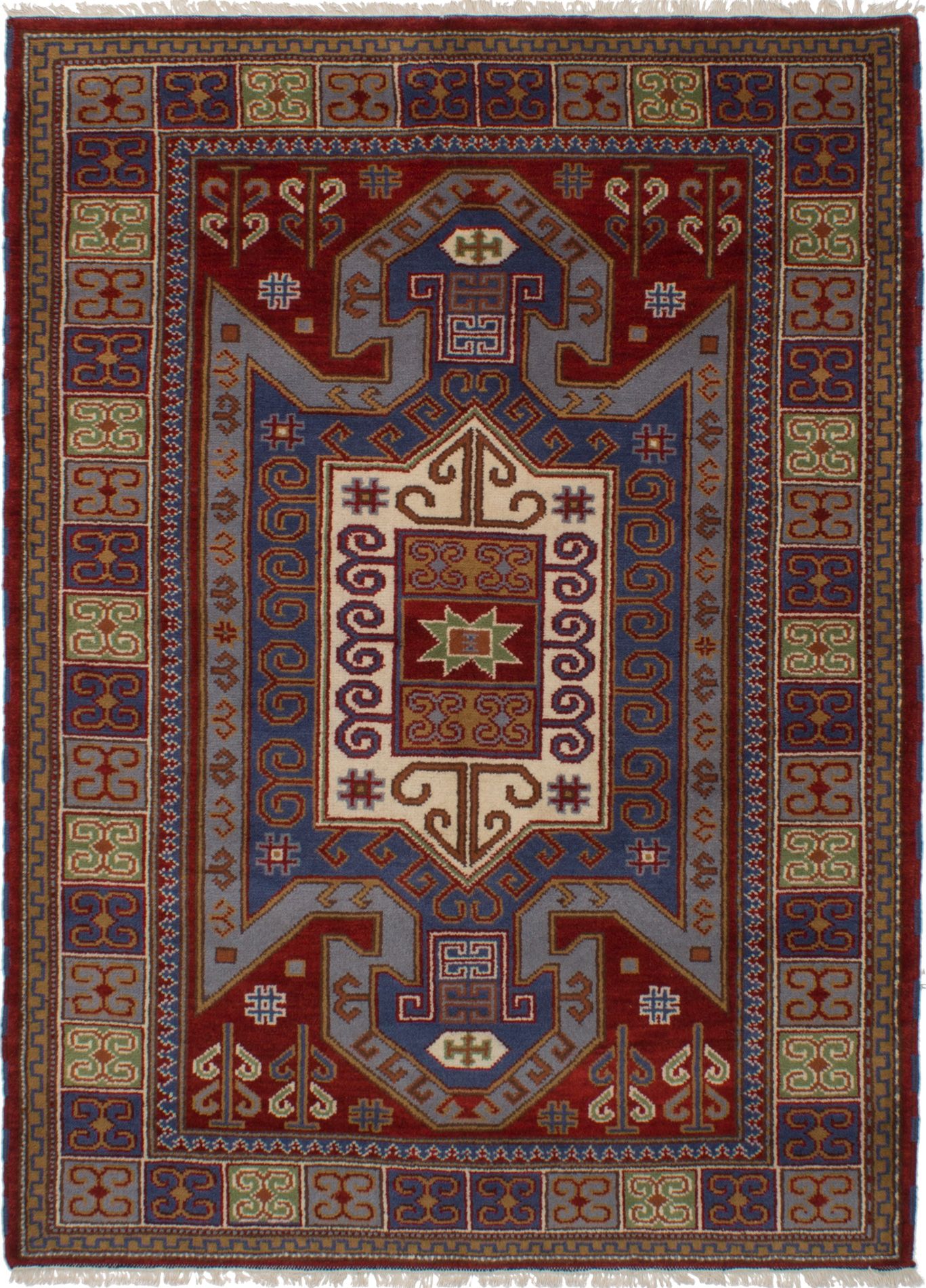 Hand-knotted Royal Kazak Red Wool Rug 5'10" x 8'1"  Size: 5'10" x 8'1"  