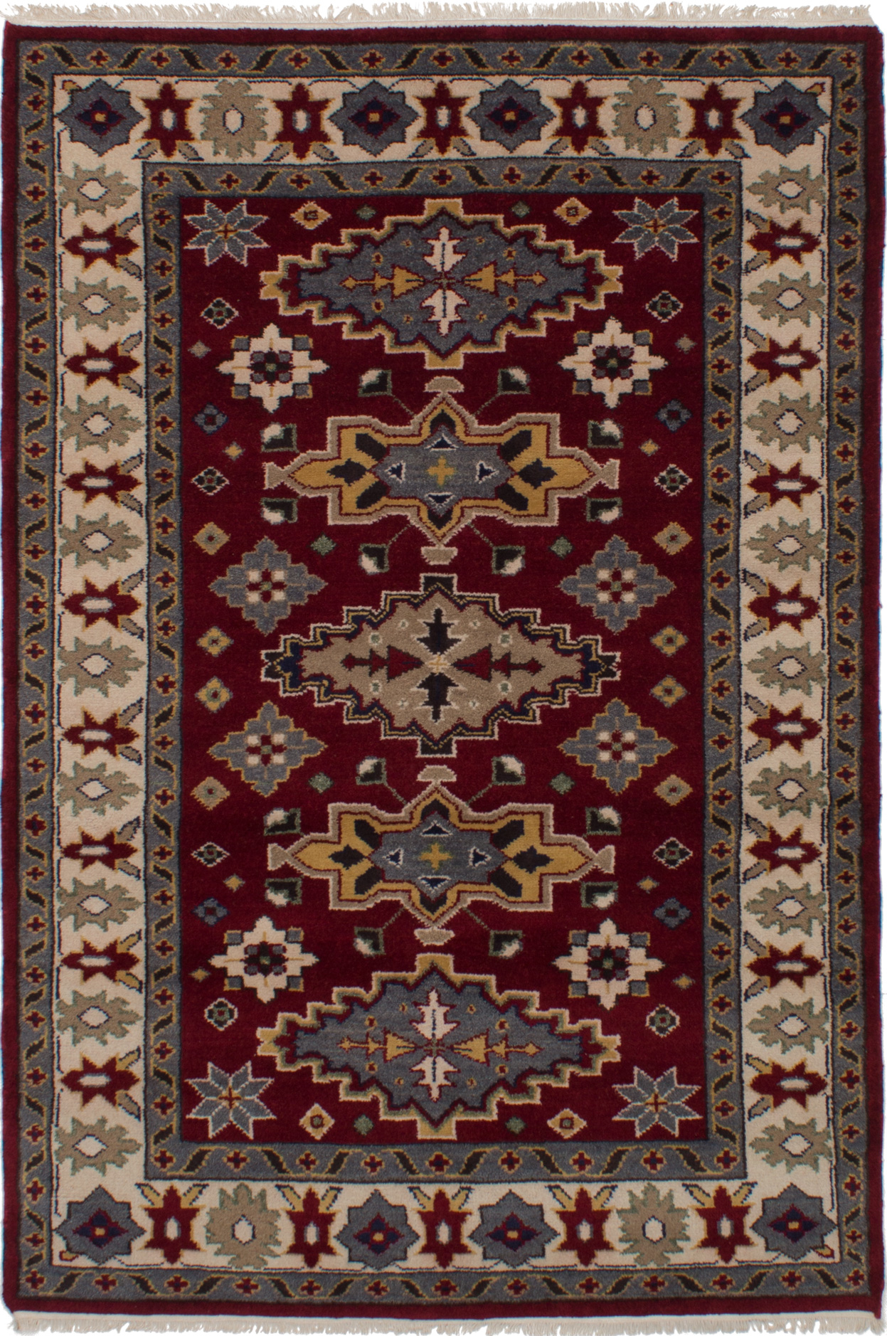 Hand-knotted Royal Kazak Dark Red Wool Rug 5'4" x 8'0" Size: 5'4" x 8'0"  