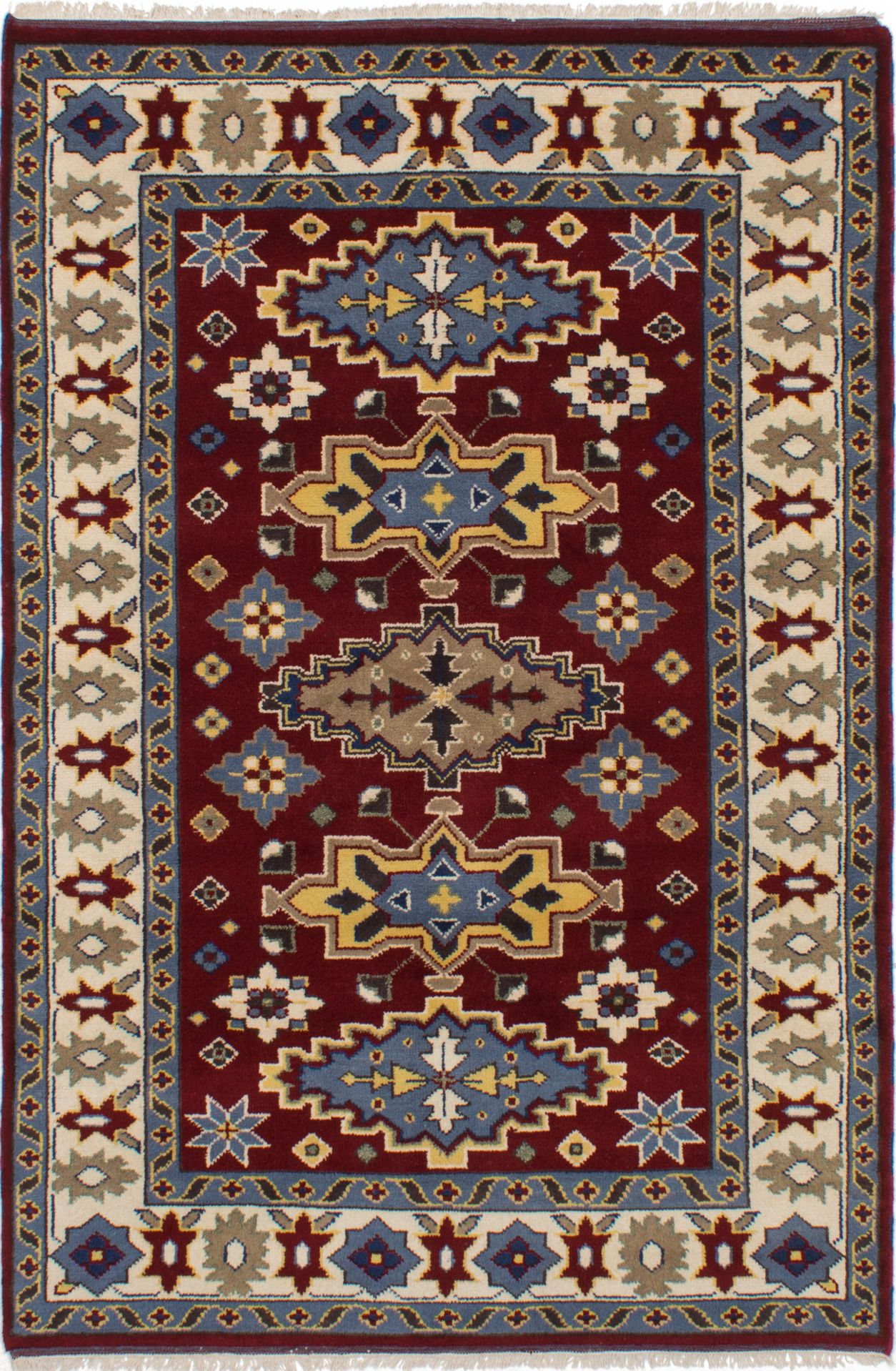 Hand-knotted Royal Kazak Dark Red Wool Rug 5'5" x 8'2" Size: 5'5" x 8'2"  