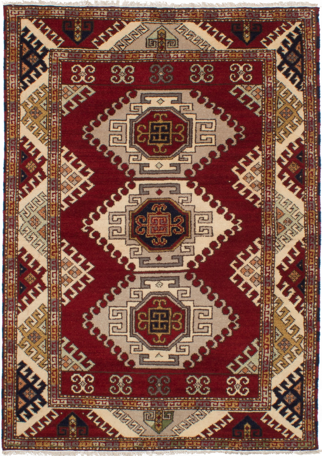 Hand-knotted Royal Kazak Red Wool Rug 4'8" x 6'7"  Size: 4'8" x 6'7"  