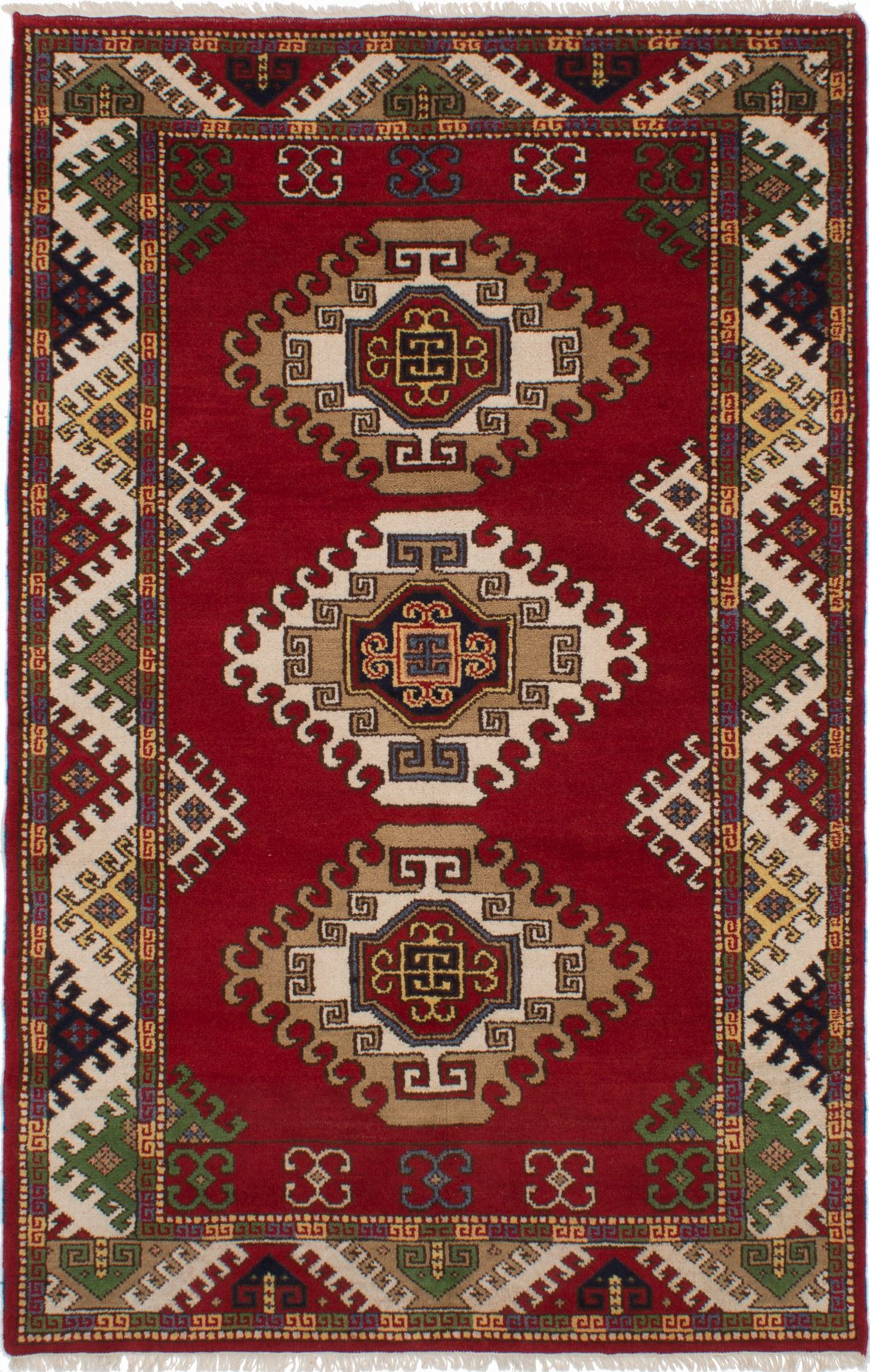 Hand-knotted Royal Kazak Red Wool Rug 5'4" x 8'5" Size: 5'4" x 8'5"  