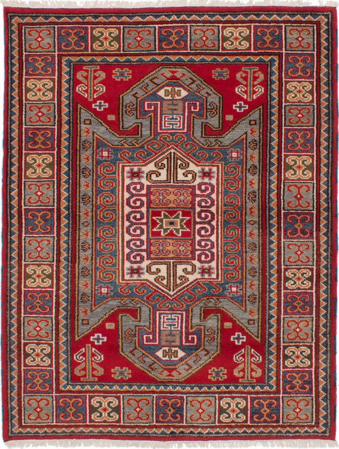 Hand-knotted Royal Kazak Red Wool Rug 4'11" x 6'4" Size: 4'11" x 6'4"  