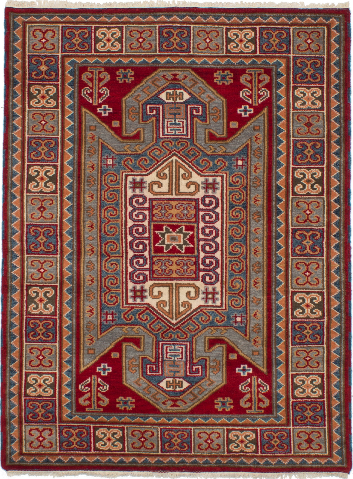 Hand-knotted Royal Kazak Red Wool Rug 4'10" x 6'6" Size: 4'10" x 6'6"  