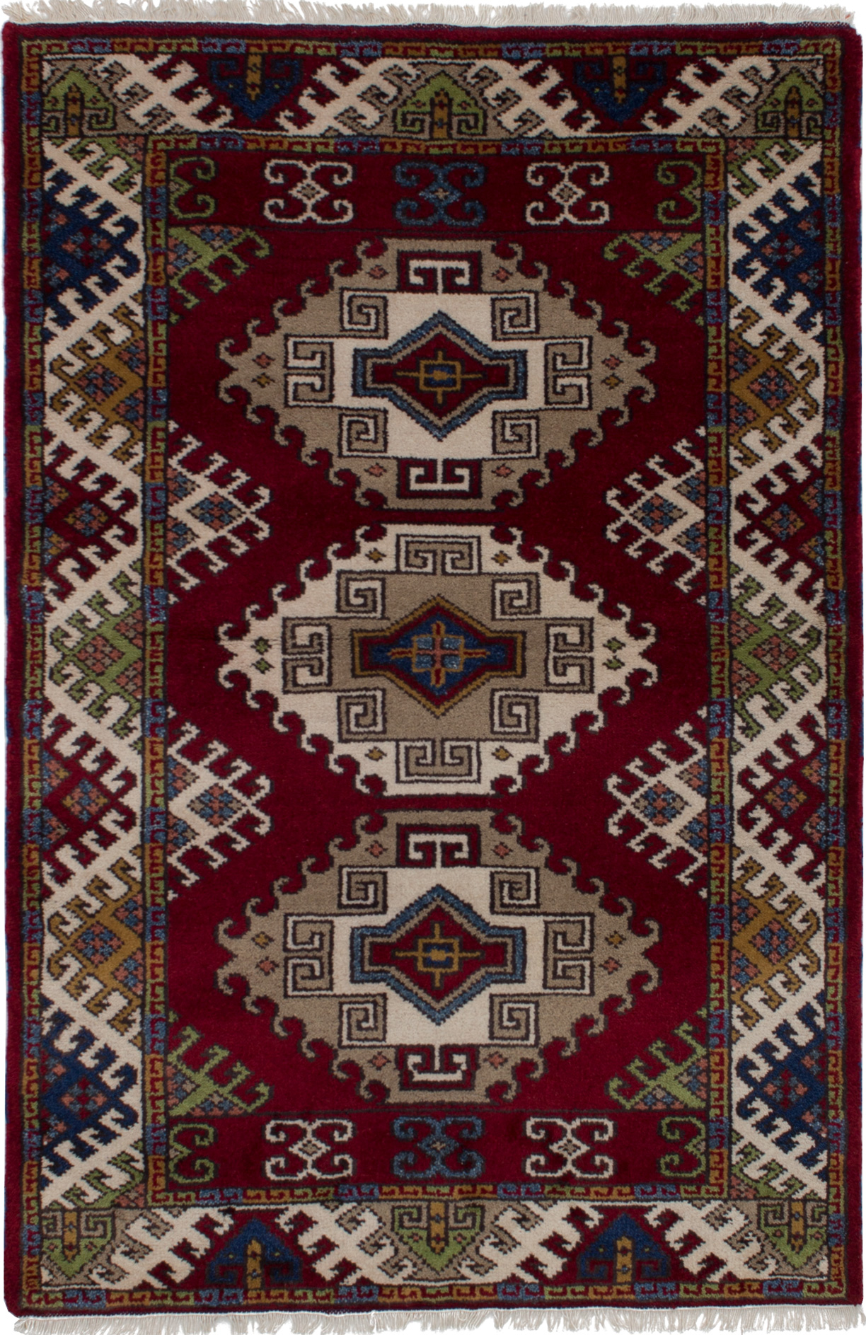 Hand-knotted Royal Kazak Red Wool Rug 3'11" x 6'0"  Size: 3'11" x 6'0"  