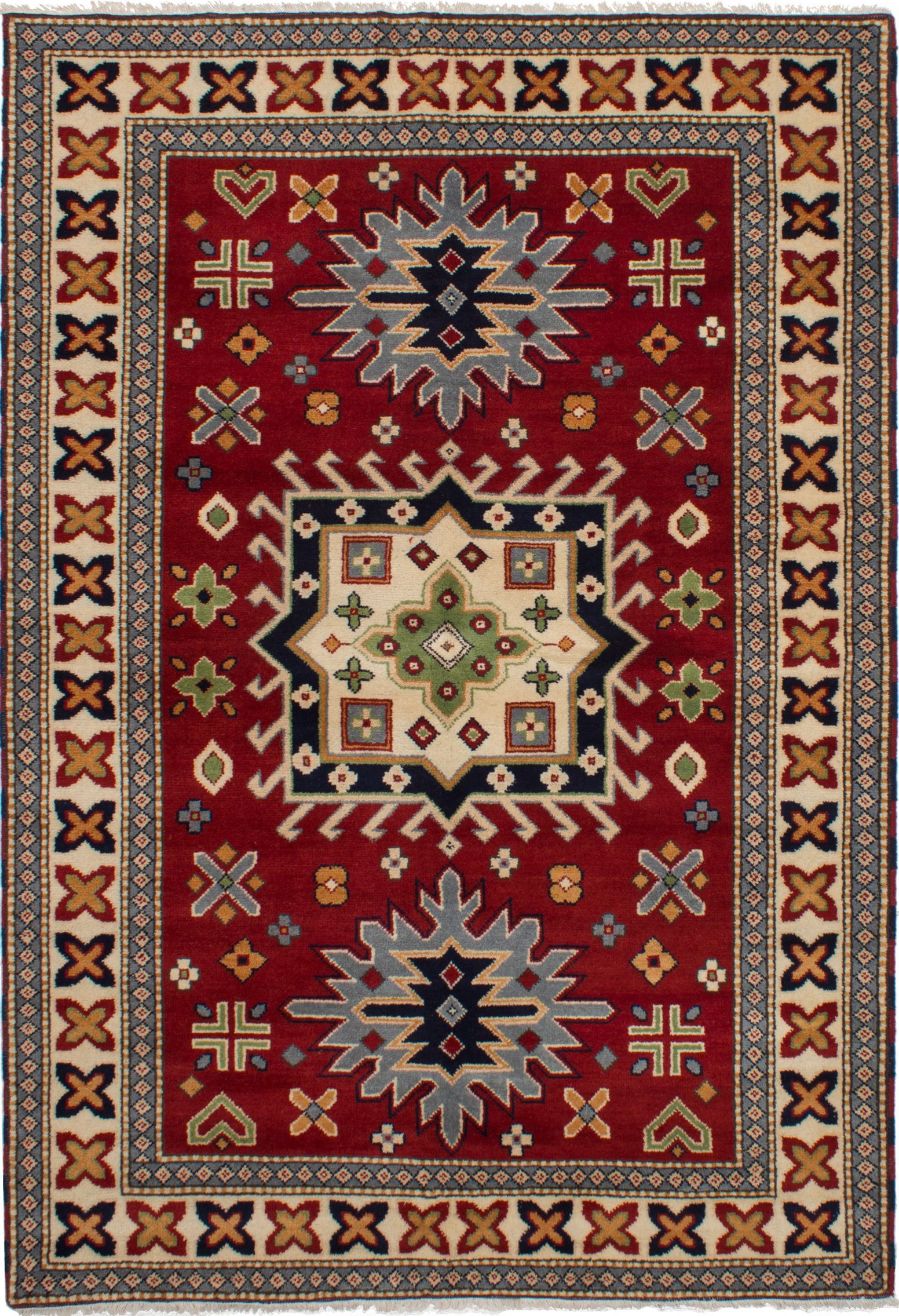 Hand-knotted Royal Kazak Red Wool Rug 6'8" x 9'9" Size: 6'8" x 9'9"  