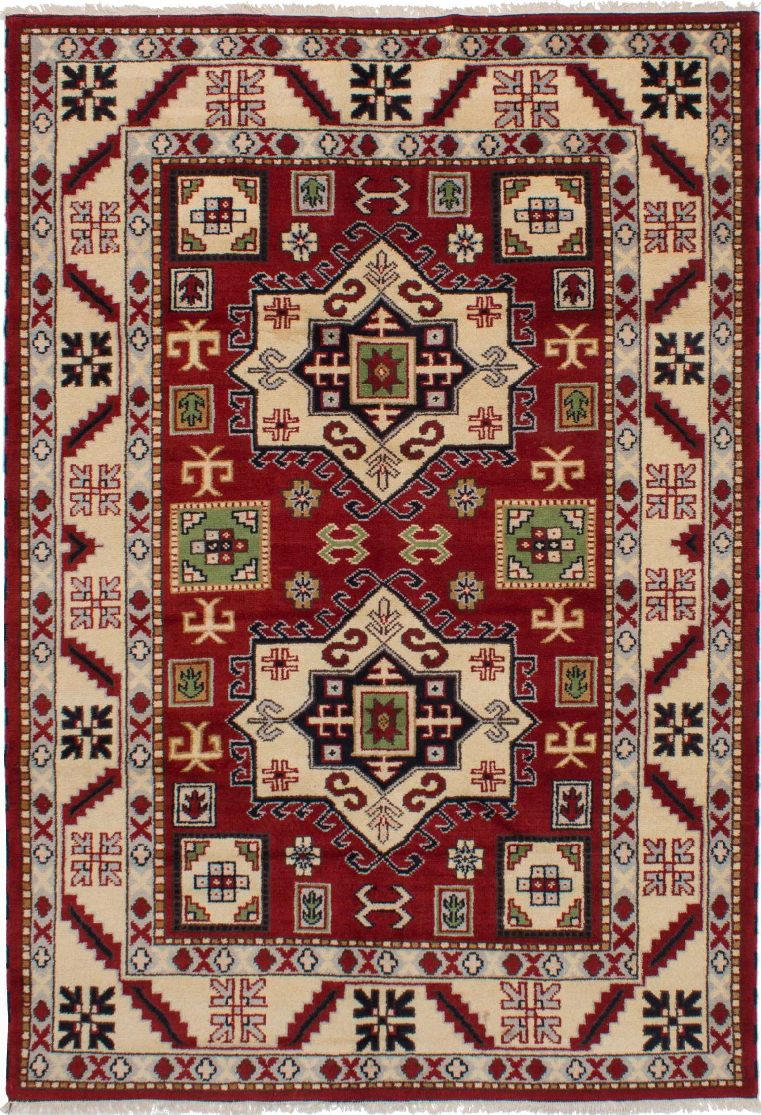 Hand-knotted Royal Kazak Red Wool Rug 6'8" x 9'9"  Size: 6'8" x 9'9"  