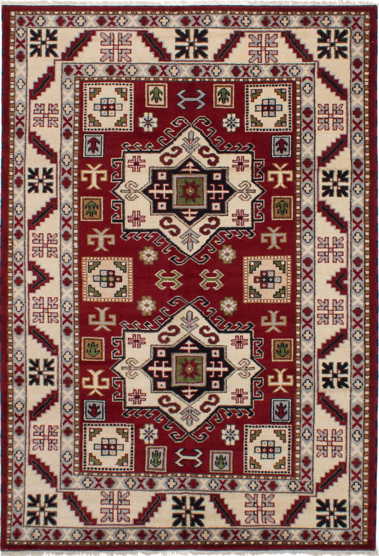 Hand-knotted Royal Kazak Red Wool Rug 6'9" x 9'9" Size: 6'9" x 9'9"  