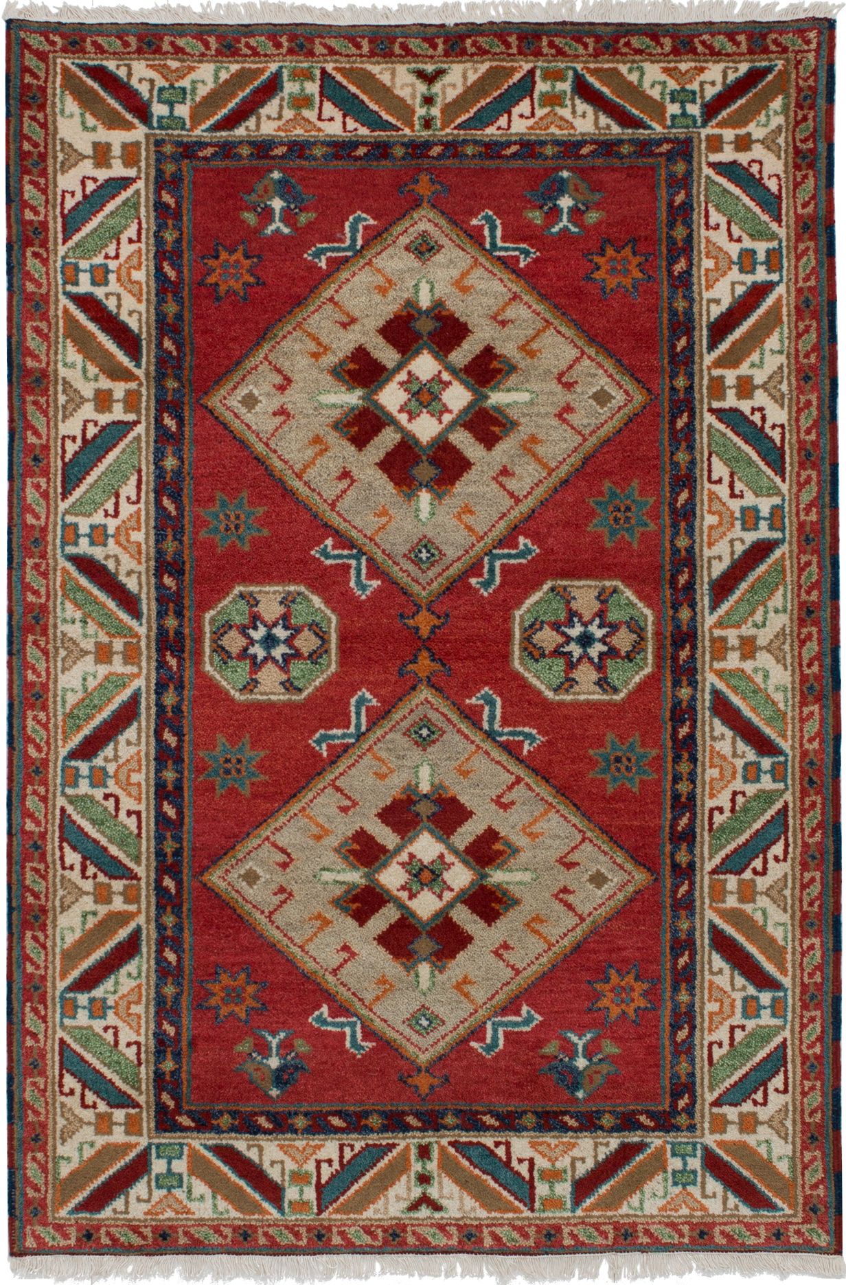 Hand-knotted Royal Kazak Dark Copper Wool Rug 4'0" x 5'11"  Size: 4'0" x 5'11"  