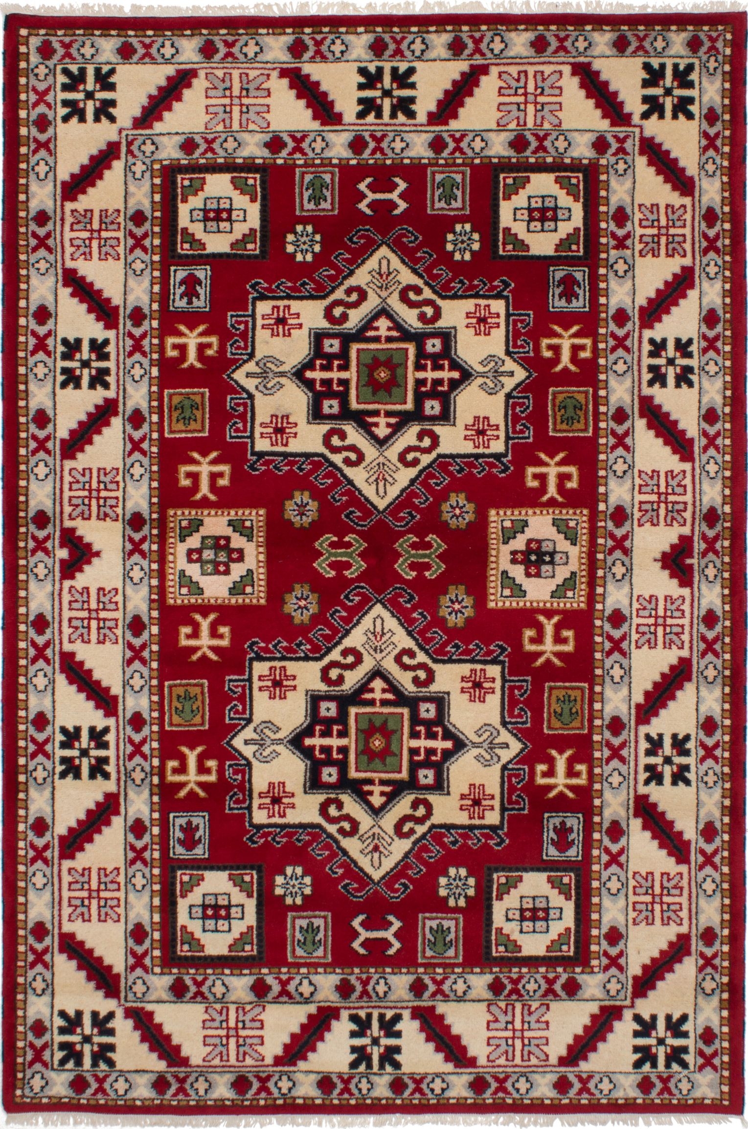 Hand-knotted Royal Kazak Red Wool Rug 6'8" x 9'10"  Size: 6'8" x 9'10"  