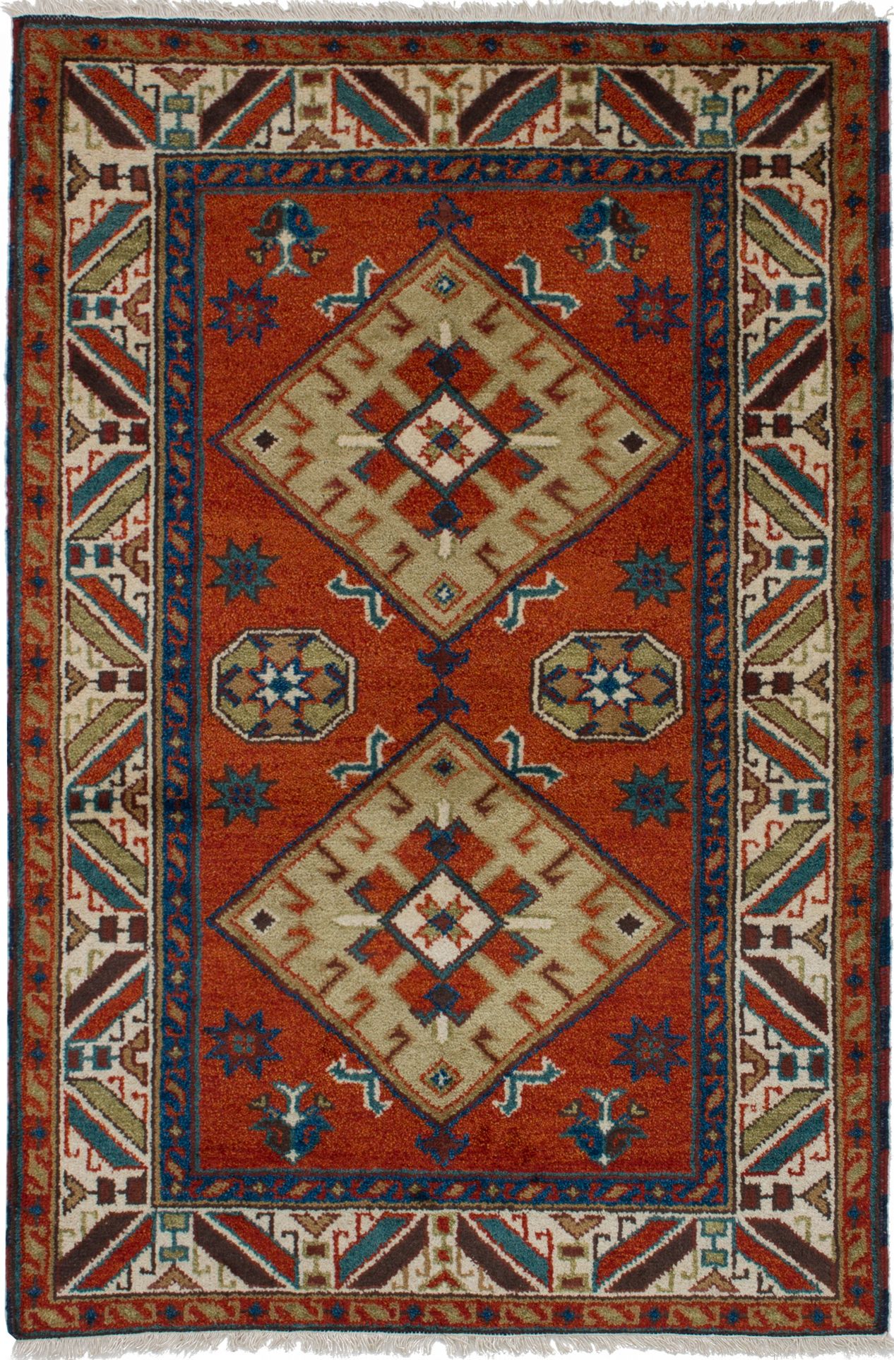 Hand-knotted Royal Kazak Dark Copper Wool Rug 4'0" x 6'1"  Size: 4'0" x 6'1"  