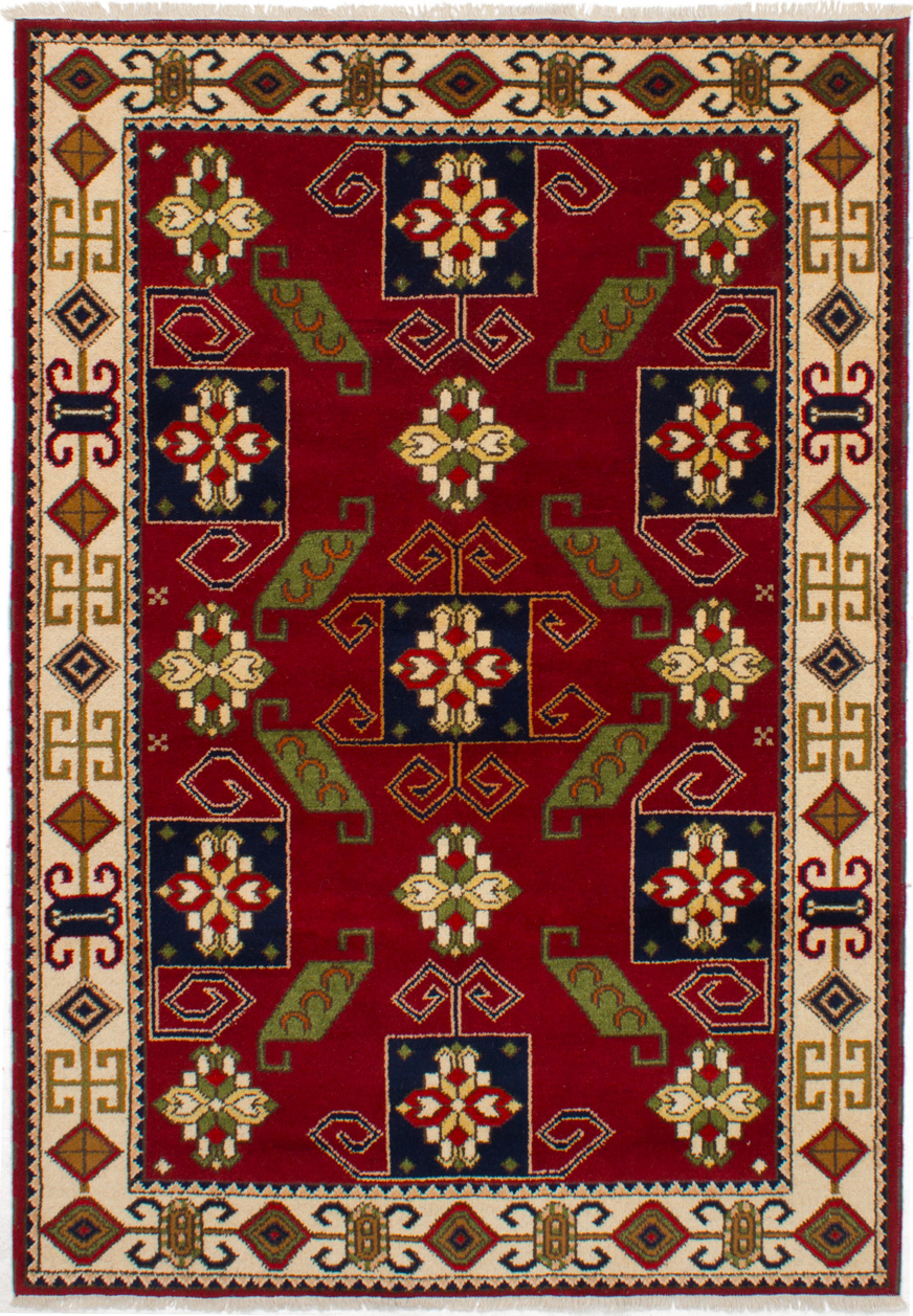 Hand-knotted Royal Kazak Dark Red,  Wool Rug 5'8" x 7'11" Size: 5'8" x 7'11"  