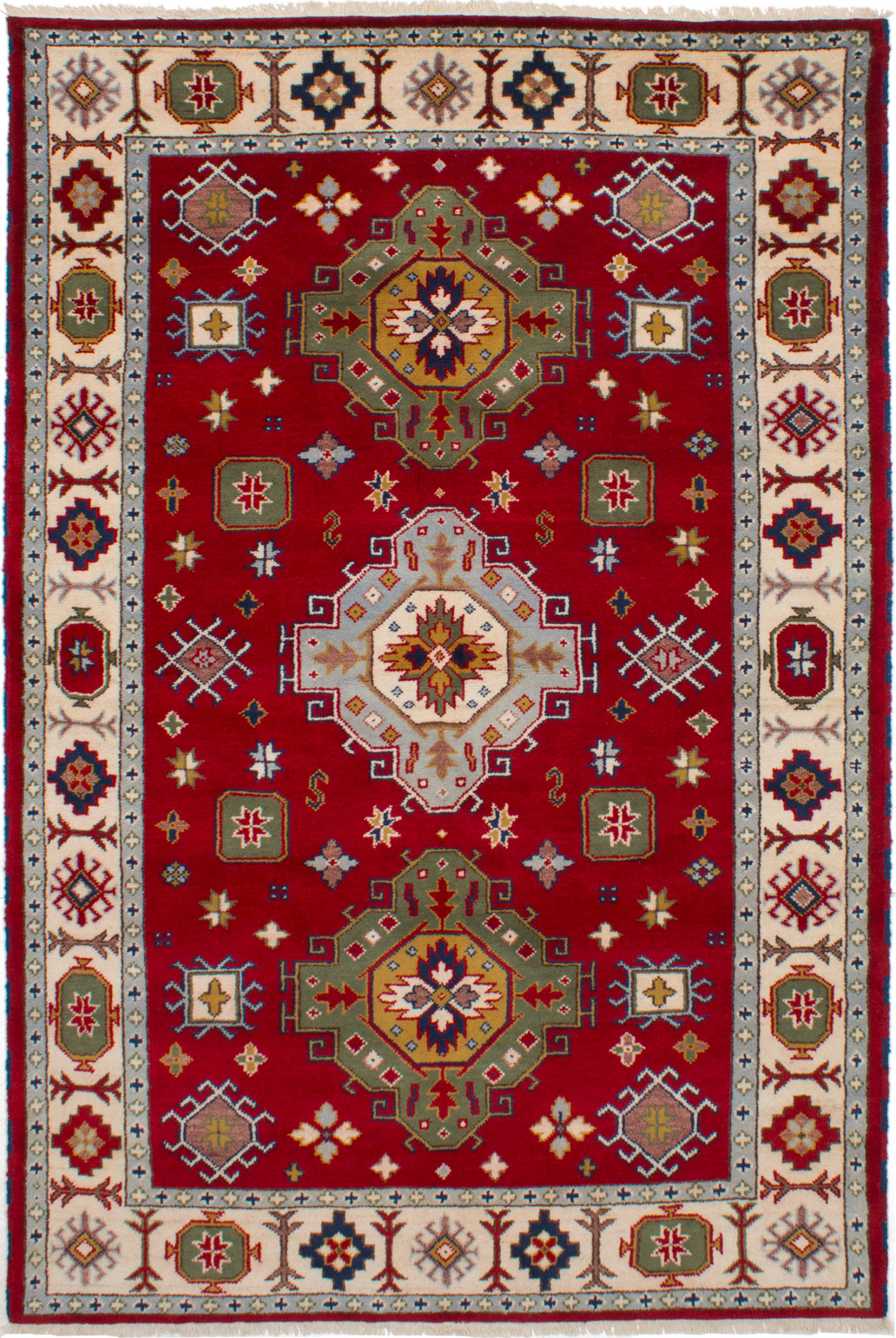 Hand-knotted Royal Kazak Red Wool Rug 6'7" x 9'10" Size: 6'7" x 9'10"  