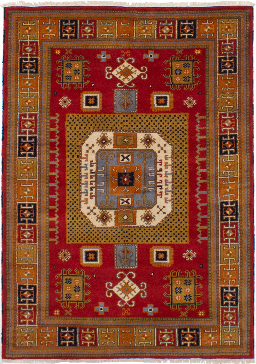 Hand-knotted Royal Kazak Red Wool Rug 5'0" x 7'11"  Size: 5'0" x 7'11"  