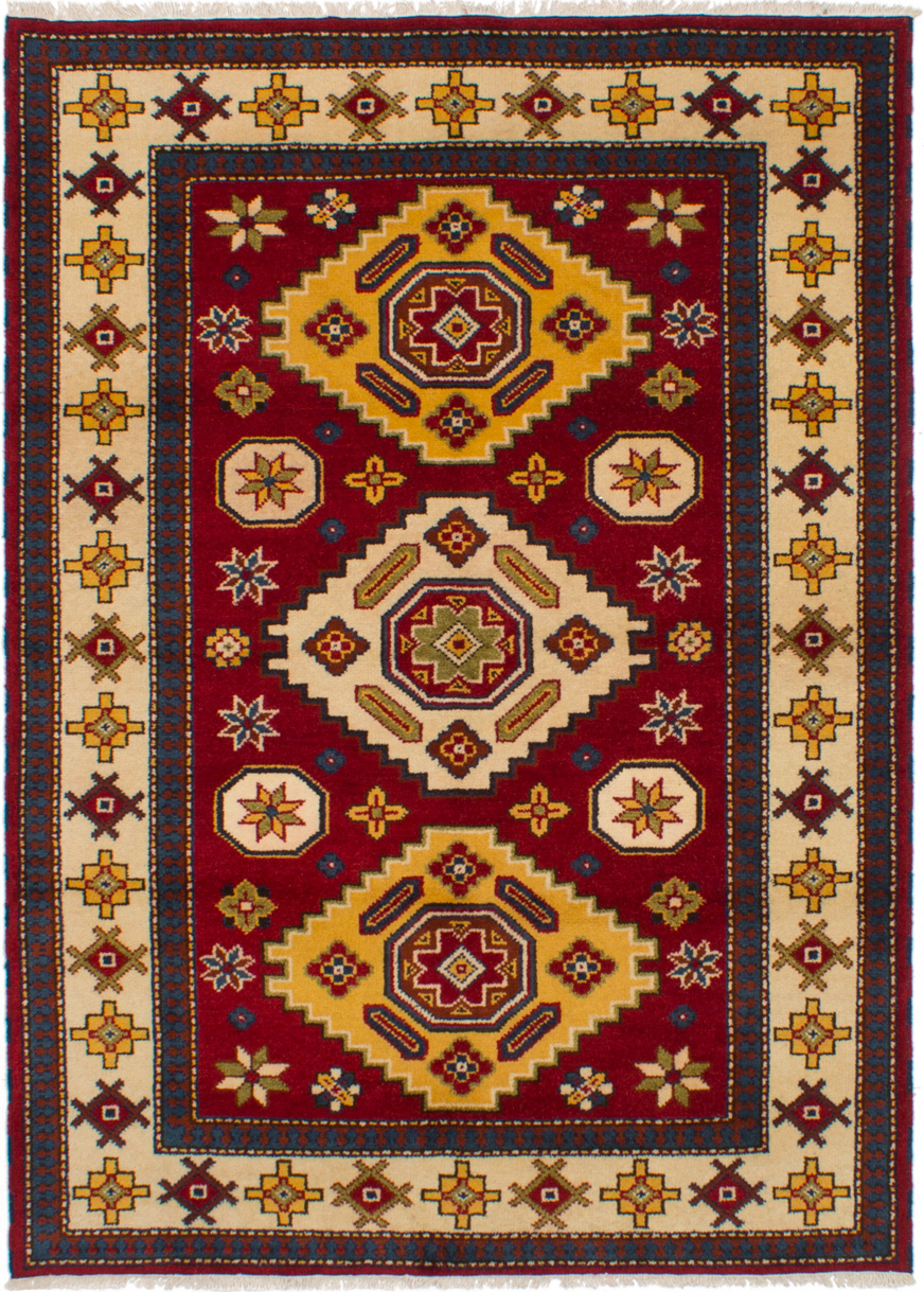 Hand-knotted Royal Kazak Dark Red Wool Rug 5'7" x 7'9"  Size: 5'7" x 7'9"  