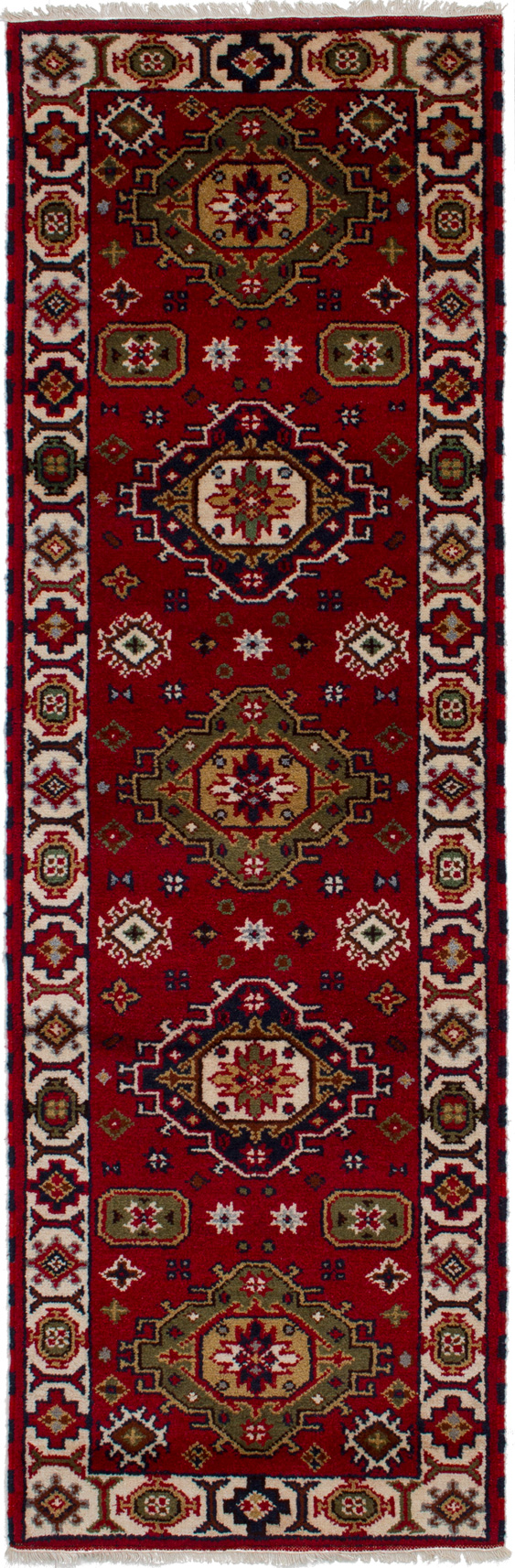 Hand-knotted Royal Kazak Dark Red Wool Rug 2'9" x 8'3"  Size: 2'9" x 8'3"  