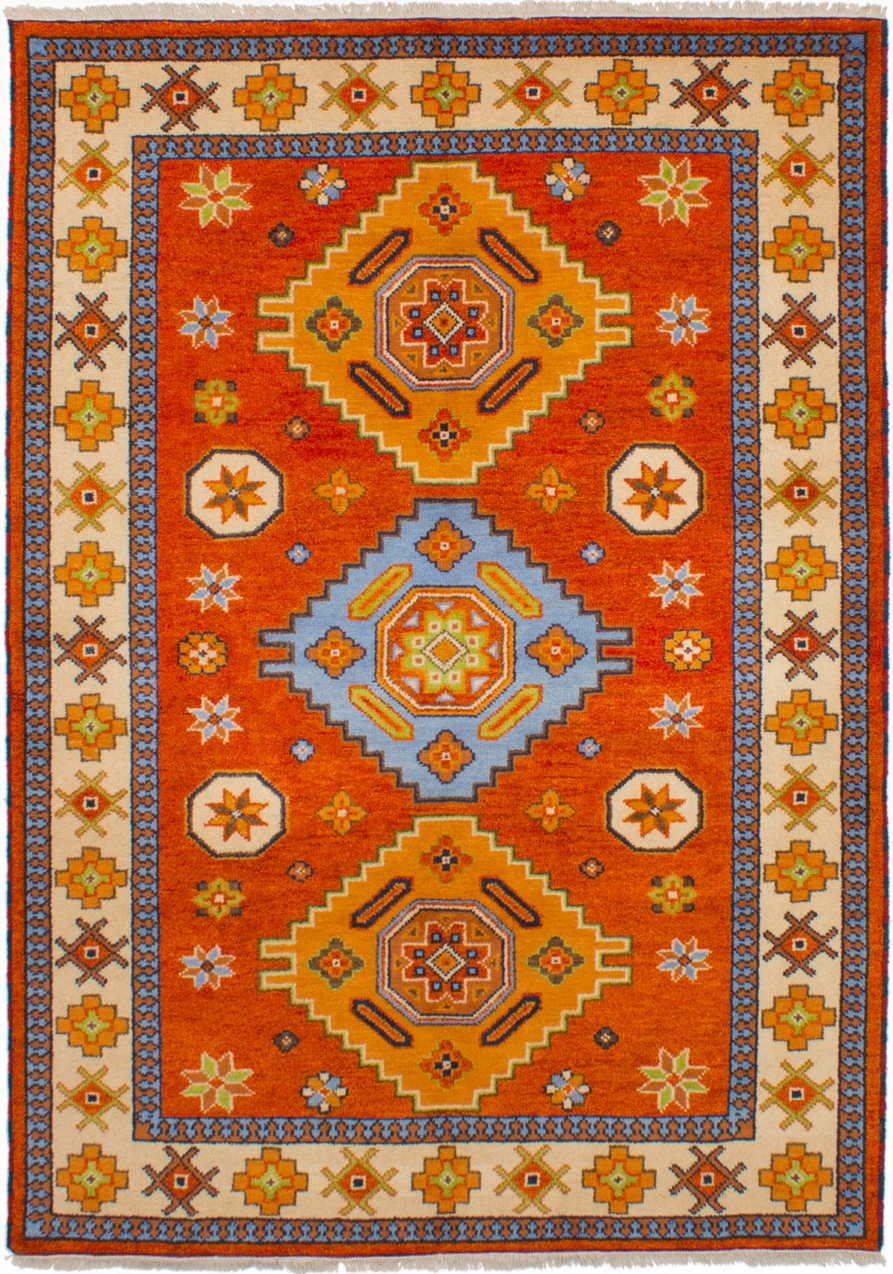 Hand-knotted Royal Kazak Orange Wool Rug 5'9" x 8'1" Size: 5'9" x 8'1"  