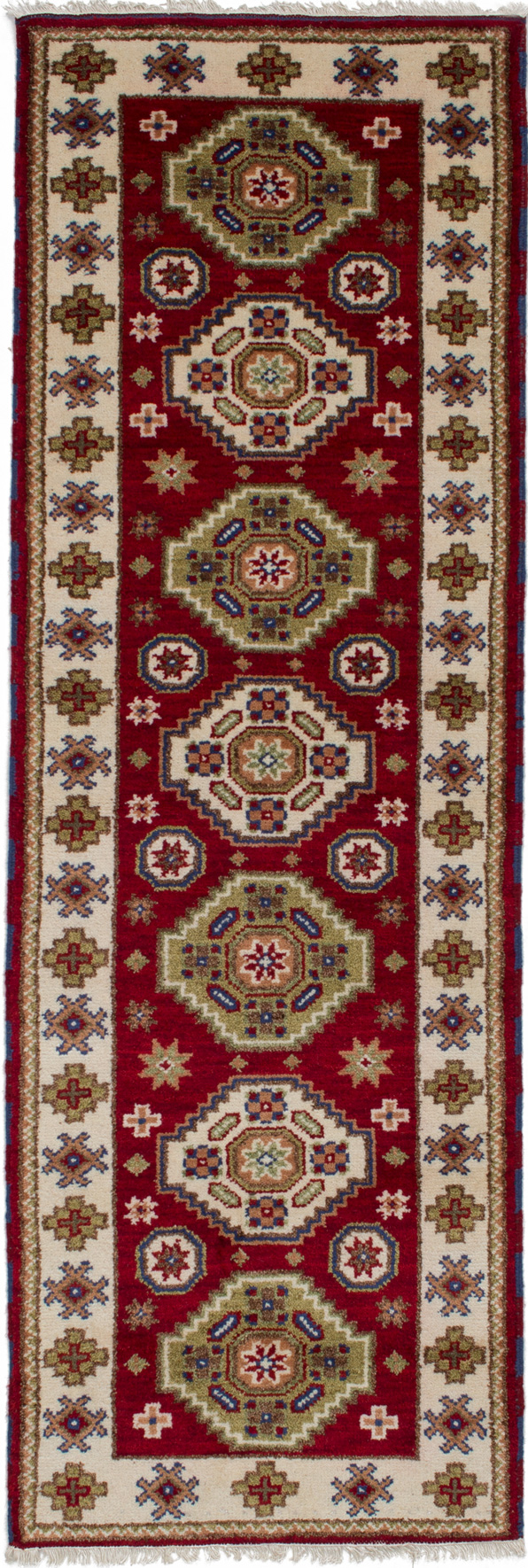 Hand-knotted Royal Kazak Dark Red Wool Rug 2'9" x 8'3"  Size: 2'9" x 8'3"  
