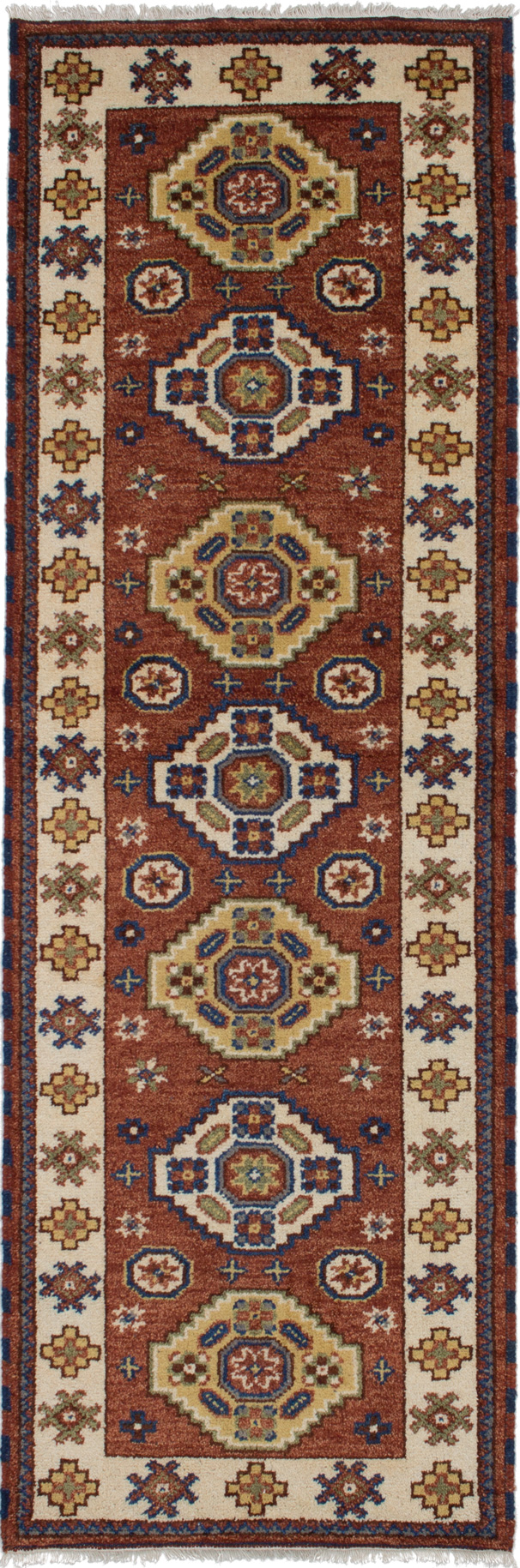 Hand-knotted Royal Kazak Brown Wool Rug 2'10" x 8'7" Size: 2'10" x 8'7"  