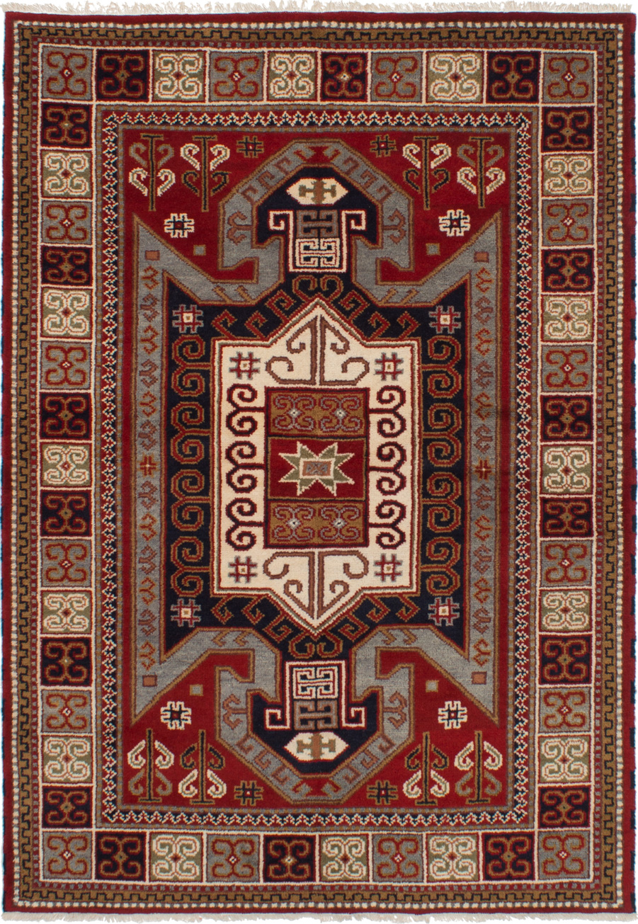 Hand-knotted Royal Kazak Red Wool Rug 5'8" x 7'11" (15) Size: 5'8" x 7'11"  