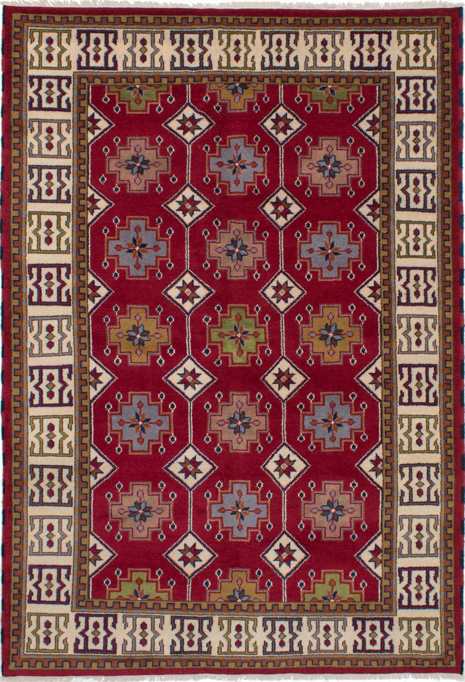 Hand-knotted Royal Kazak Red Wool Rug 6'7" x 9'8"  Size: 6'7" x 9'8"  