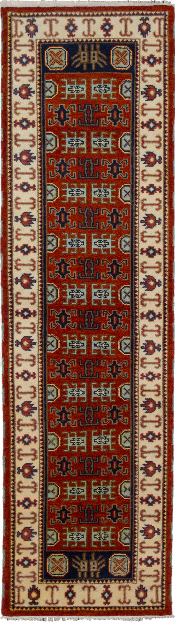 Hand-knotted Royal Kazak Dark Copper Wool Rug 2'7" x 9'10" Size: 2'7" x 9'10"  