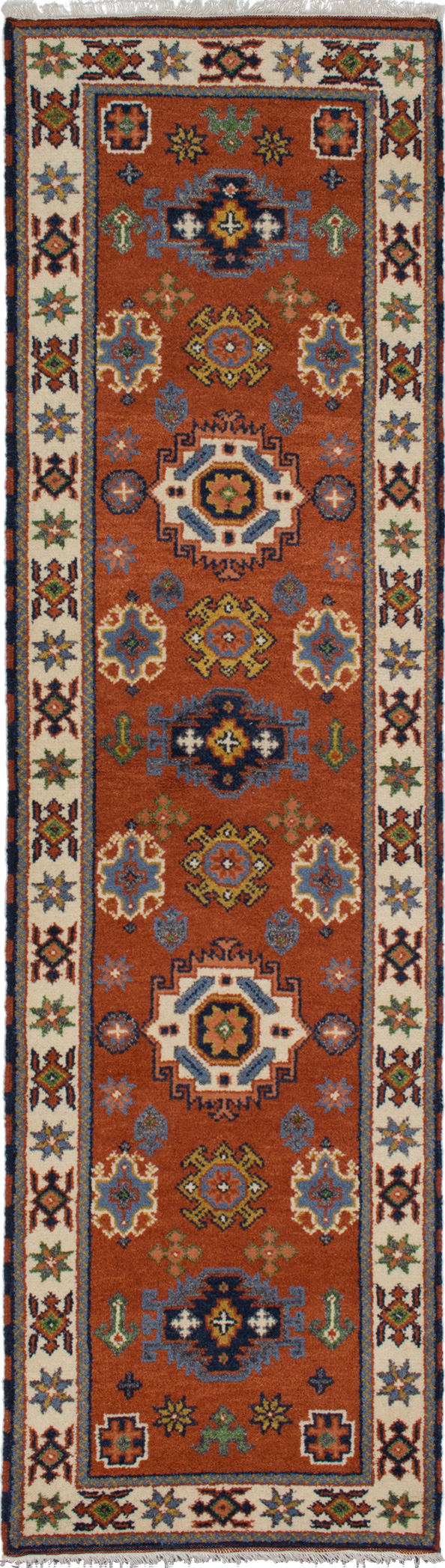Hand-knotted Royal Kazak Dark Copper Wool Rug 2'9" x 9'10"  Size: 2'9" x 9'10"  