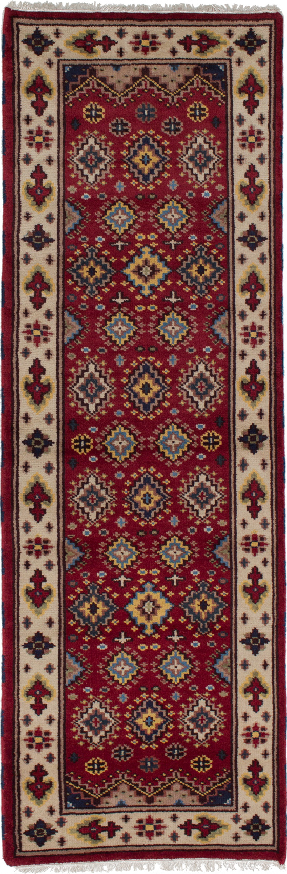 Hand-knotted Royal Kazak Red, Red Wool Rug 2'8" x 8'0" Size: 2'8" x 8'0"  