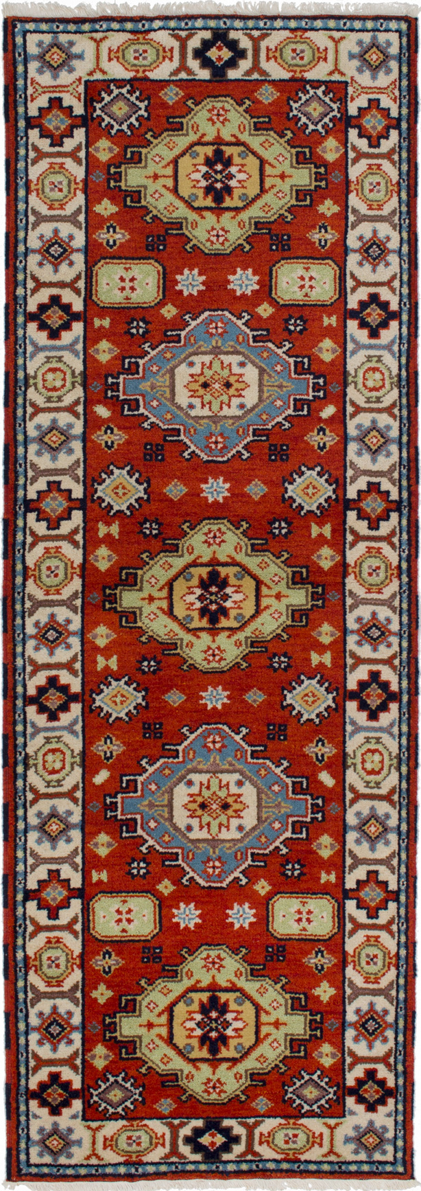 Hand-knotted Royal Kazak Dark Copper Wool Rug 2'10" x 8'1"  Size: 2'10" x 8'1"  